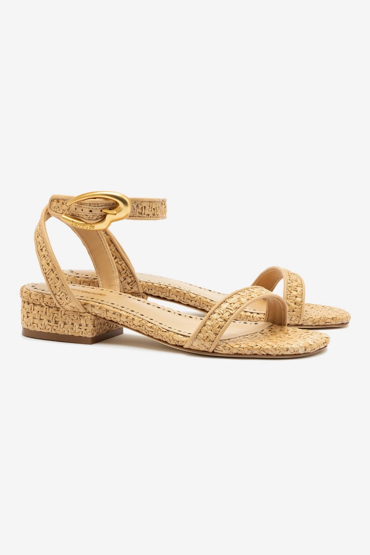 Cotton Base Verona Flat Sandal In Beige Leather and Natural Raffia