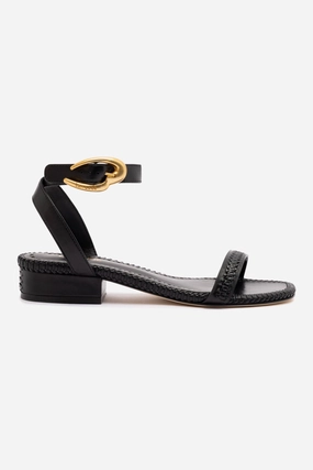 Verona Flat Sandal In Black Leather Walking