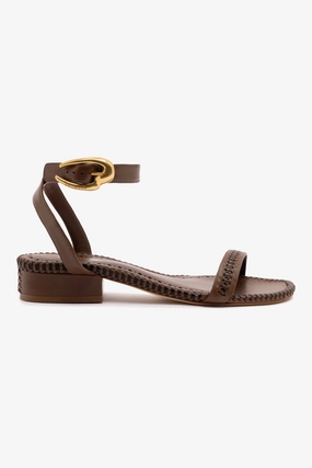 Elegant Mood Comfort Ankle Verona Flat Sandal In Burnt Umber Leather