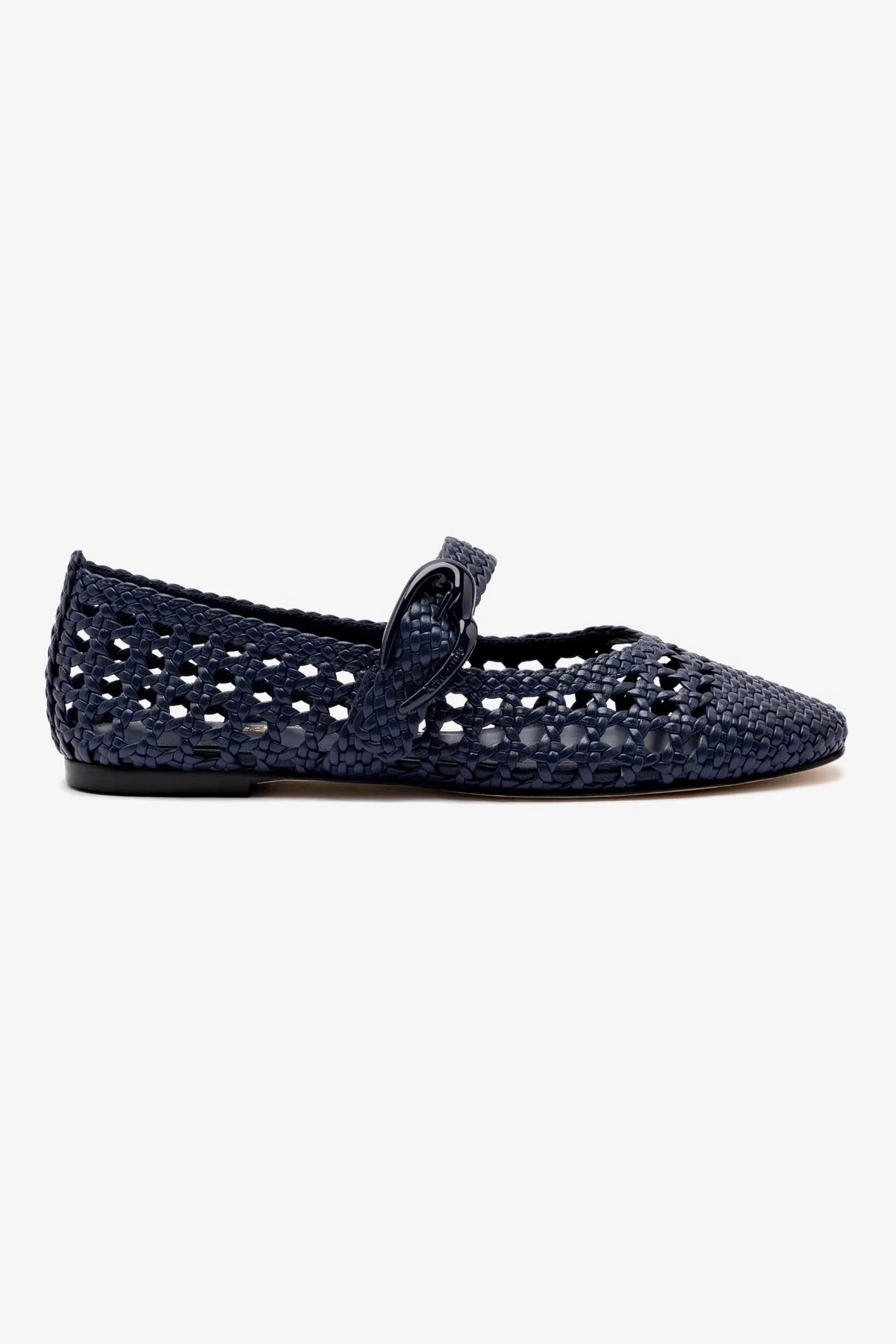 Verona Macrame Ballet Flat In Navy Leather Airflow Ventilation Teen Edge