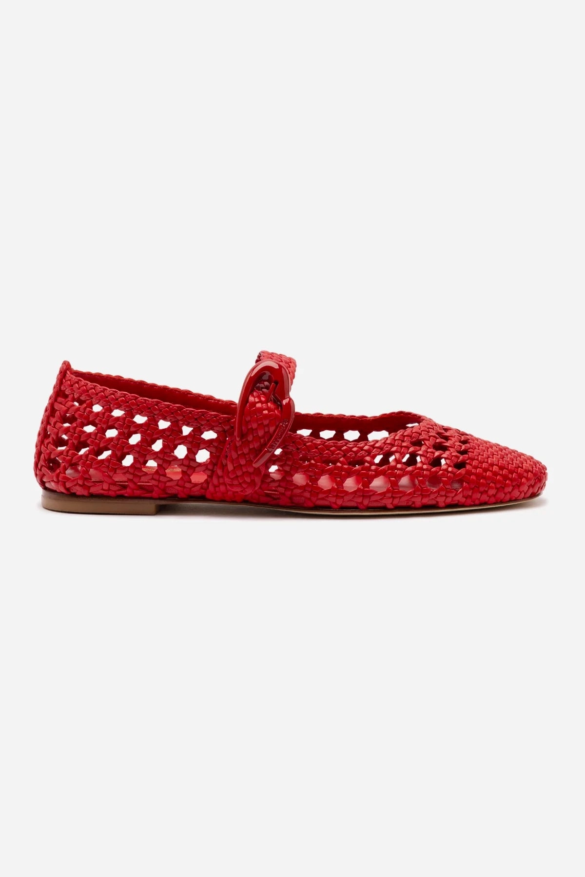 Quick Dry Fabric Technology Low Arch Verona Macrame Ballet Flat In Scarlet Leather