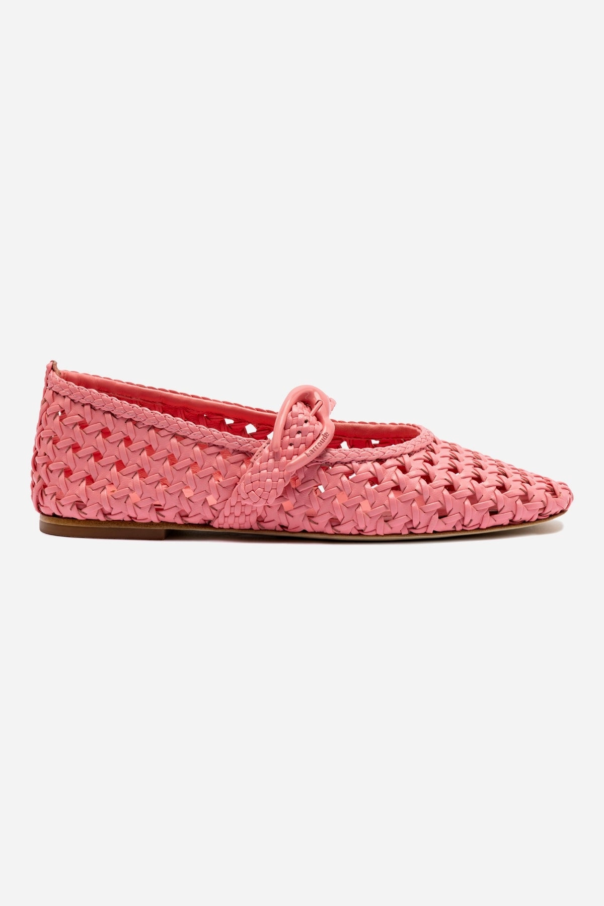 Scandi Clean Sustainable Vegan Material Verona Macrame Ballet Flat In Sorbet Pink Leather