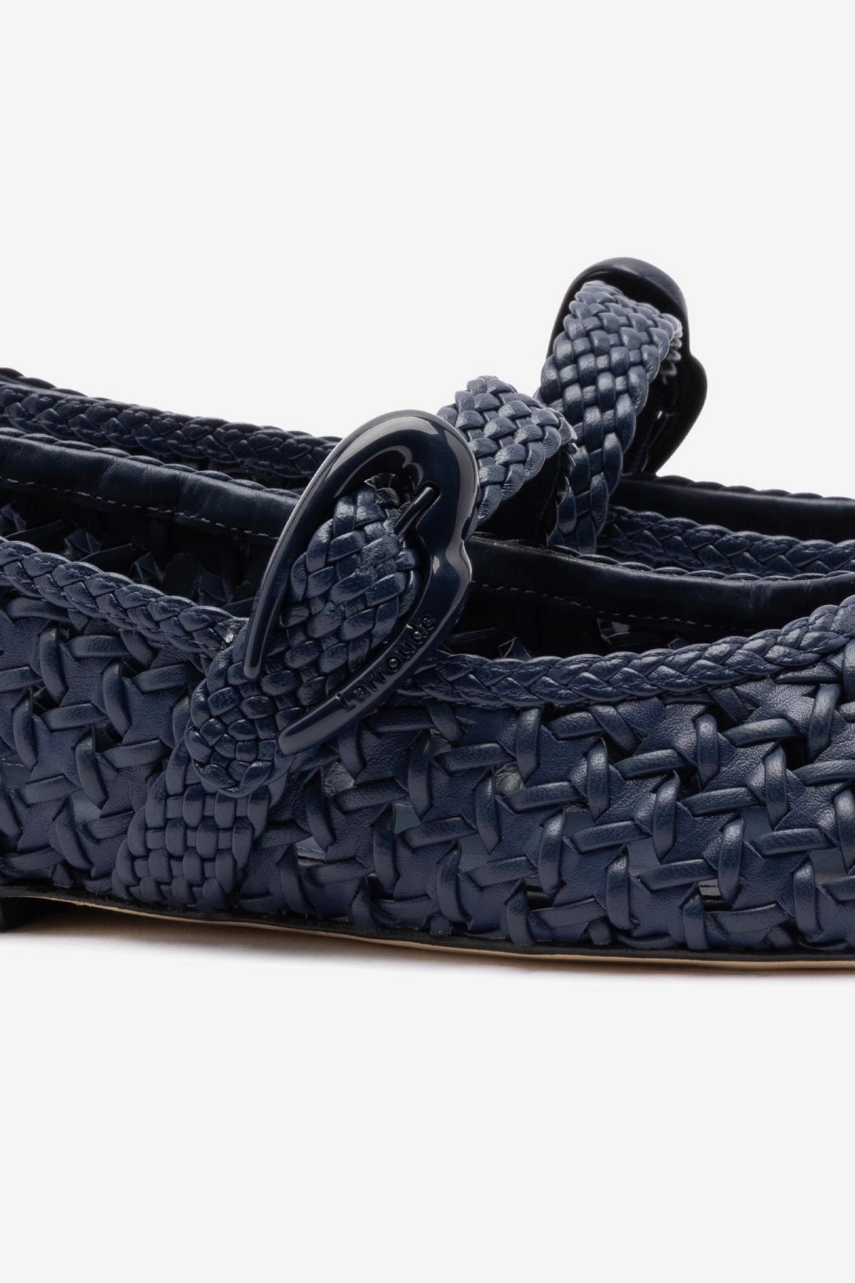 Verona New Macrame Ballet Flat In Navy Leather Moon Walk