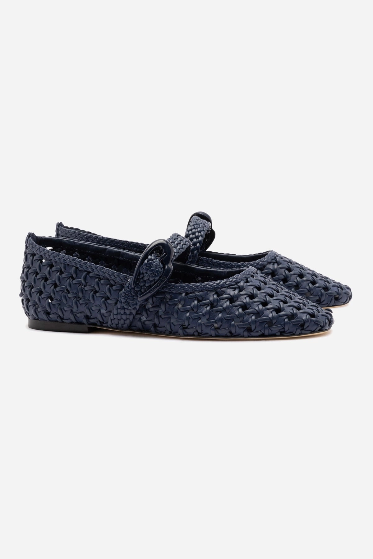Verona New Macrame Ballet Flat In Navy Leather All Day Travel Light Comfort Upper
