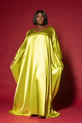 JIBRI Chartreuse Kaftan MinimalistSilhouette Two Tone Weave