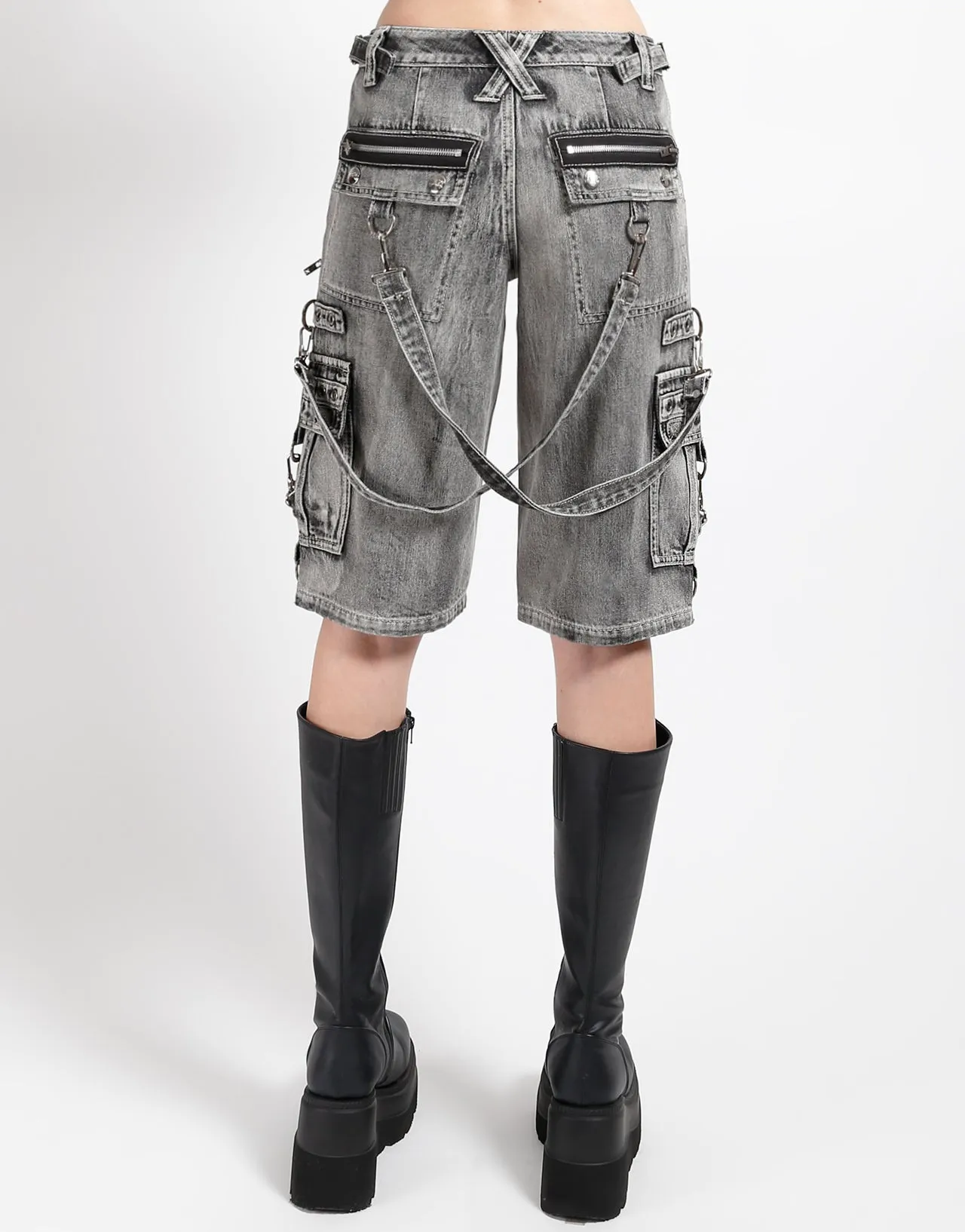 Double Layered Hem No Ride Up PUNK SHORT FOG WASH