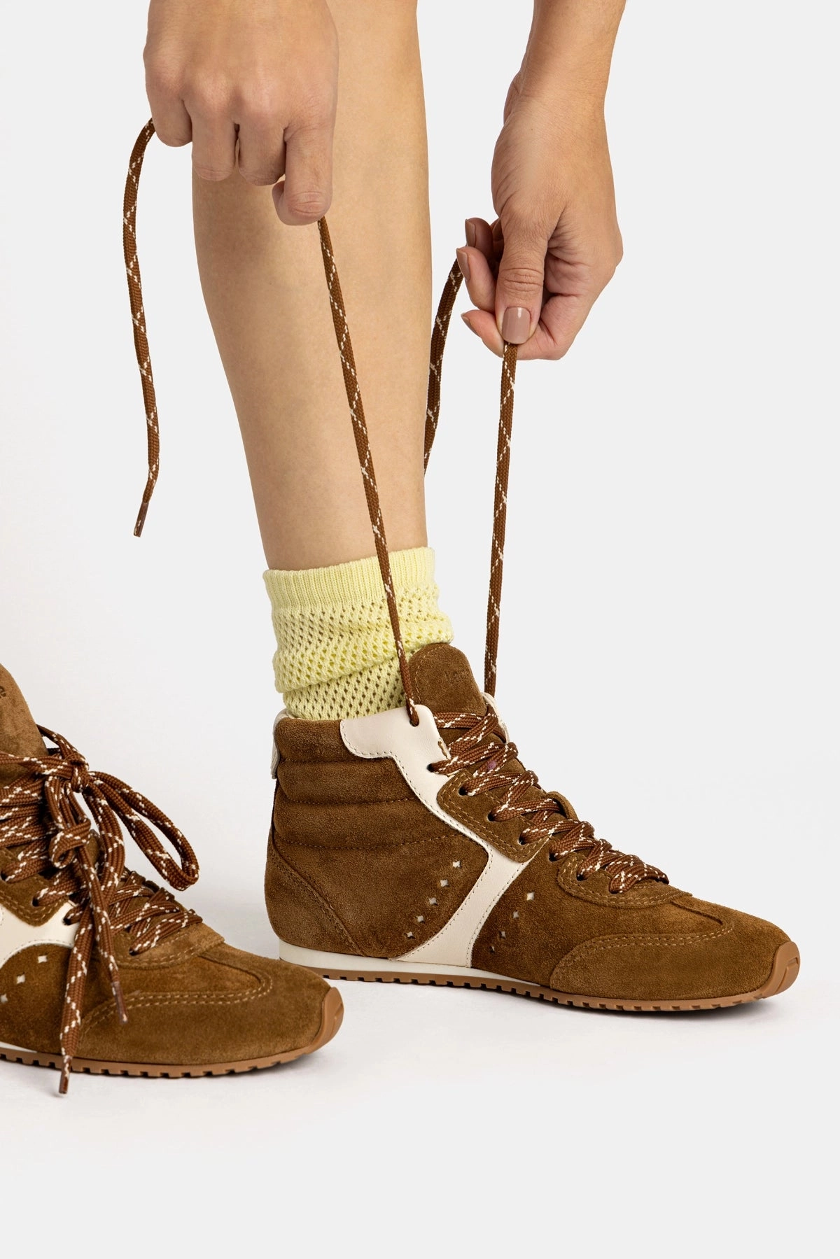 Air Boost Stella Mid Sneaker In Russet Suede and Ivory Leather