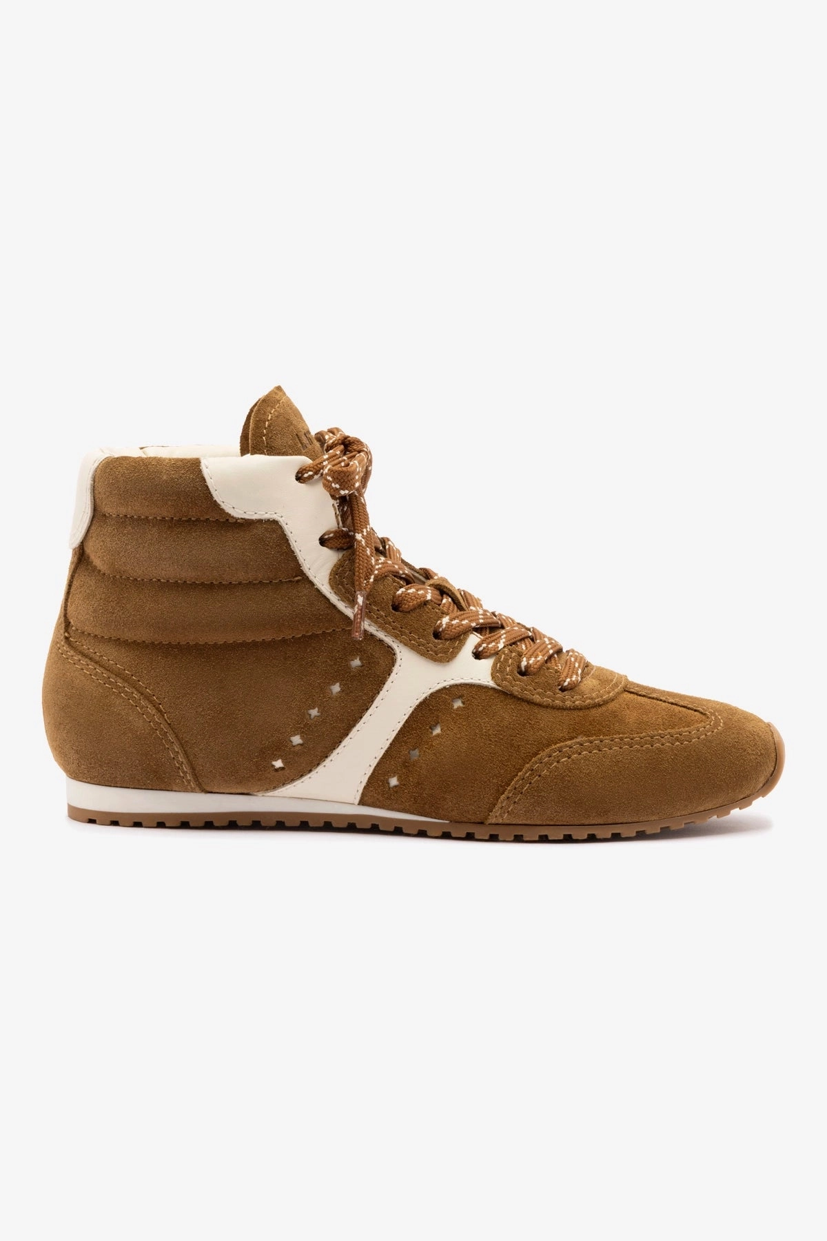 Stella Mid Sneaker In Russet Suede and Ivory Leather Silent Walk