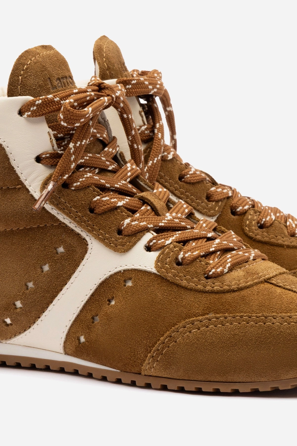 Stella Mid Sneaker In Russet Suede and Ivory Leather Sport Active Eco Friendly Office Workers