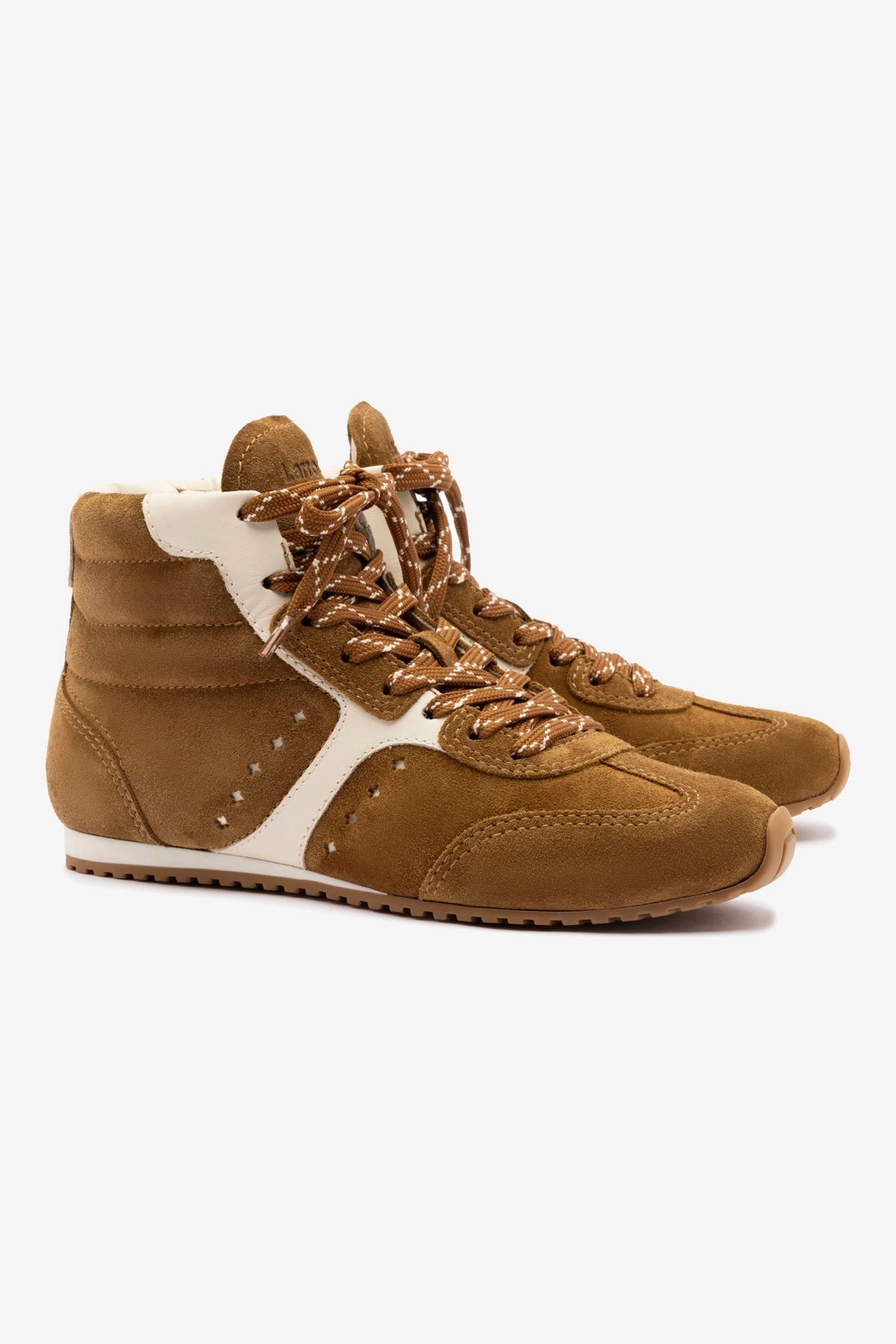 Impact Diffusion Anti corrosion Stella Mid Sneaker In Russet Suede and Ivory Leather