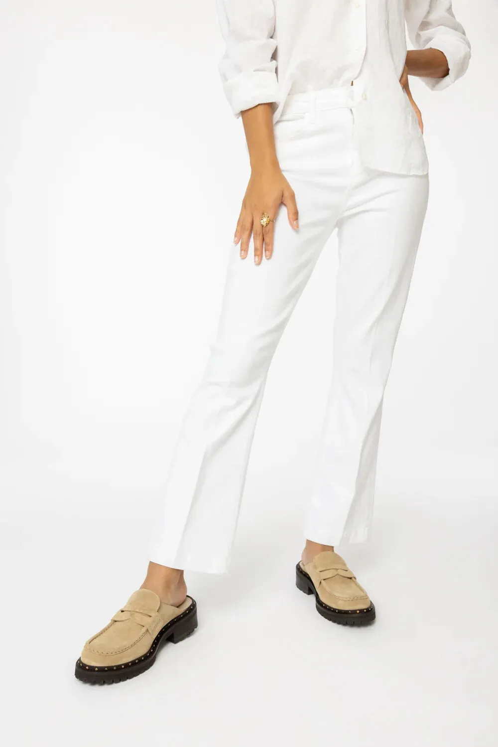 Shape Retention Ali High Rise Slim Flare Blanc