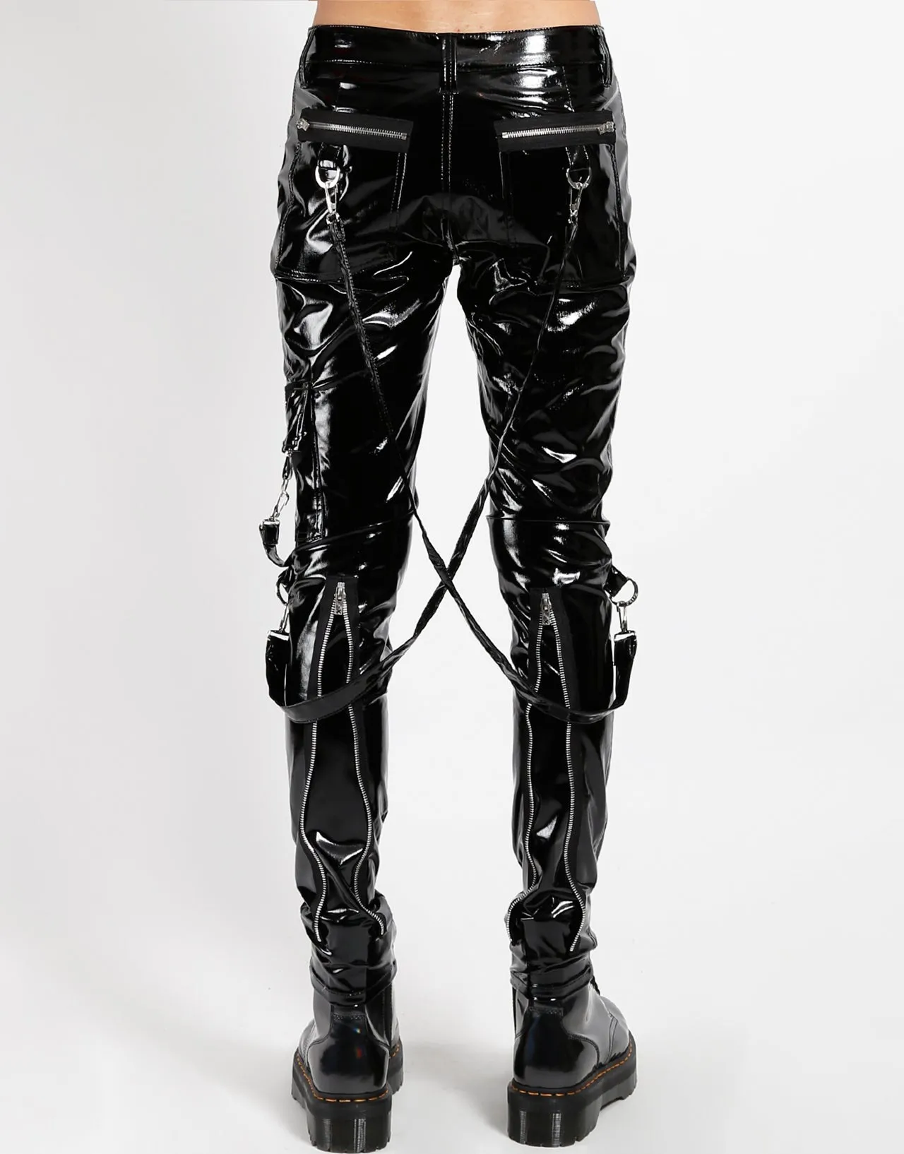 tech fabric Sporty Touch Vinyl Classic Slim Leg Bondage Pant