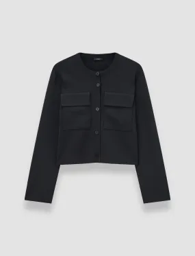 Layered Knit Design Viscose Knit Stretch Cardigan Jacket