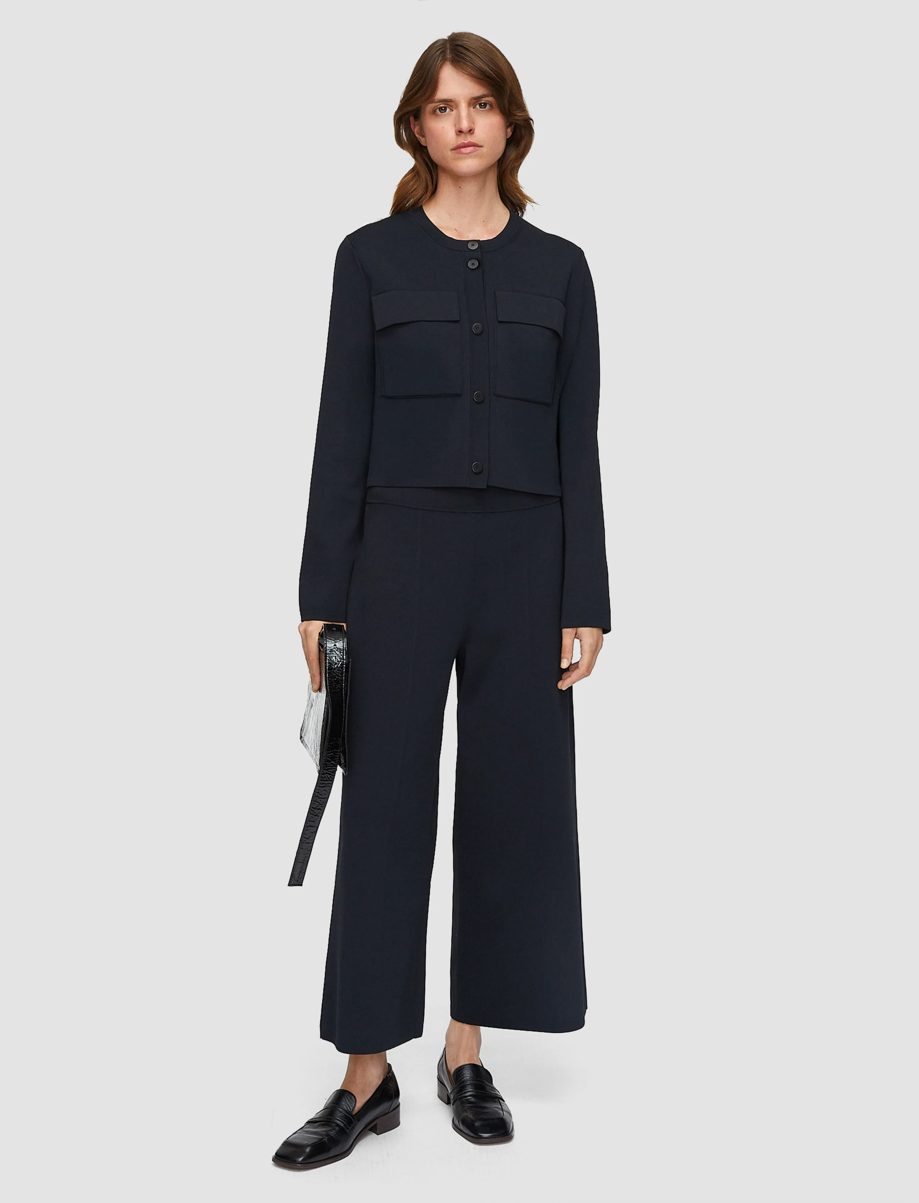 Easy Fit Textured Weave Viscose Knit Stretch Culottes