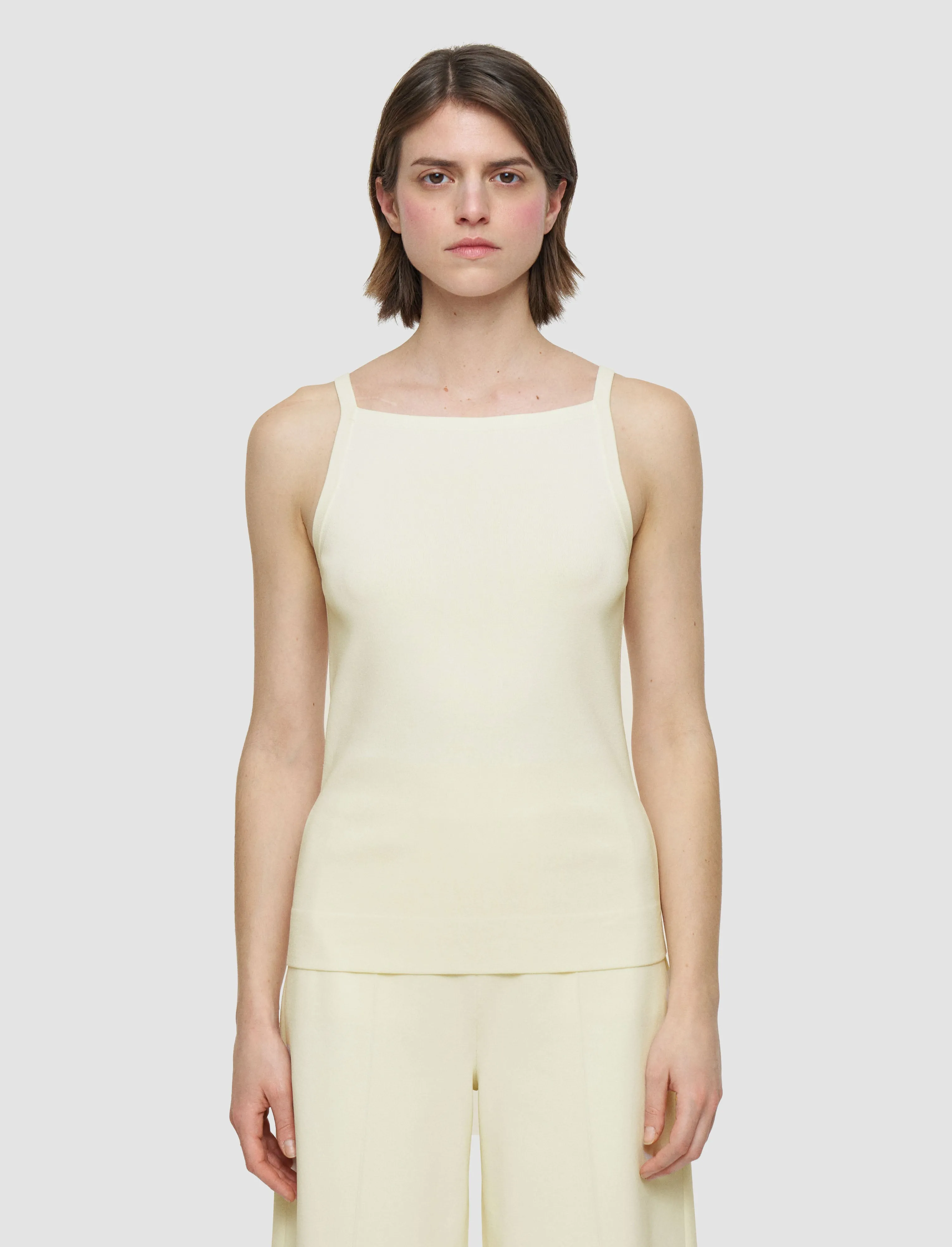Viscose Knit Stretch Vest Top Brushed Inner Soft Ribbed Texture