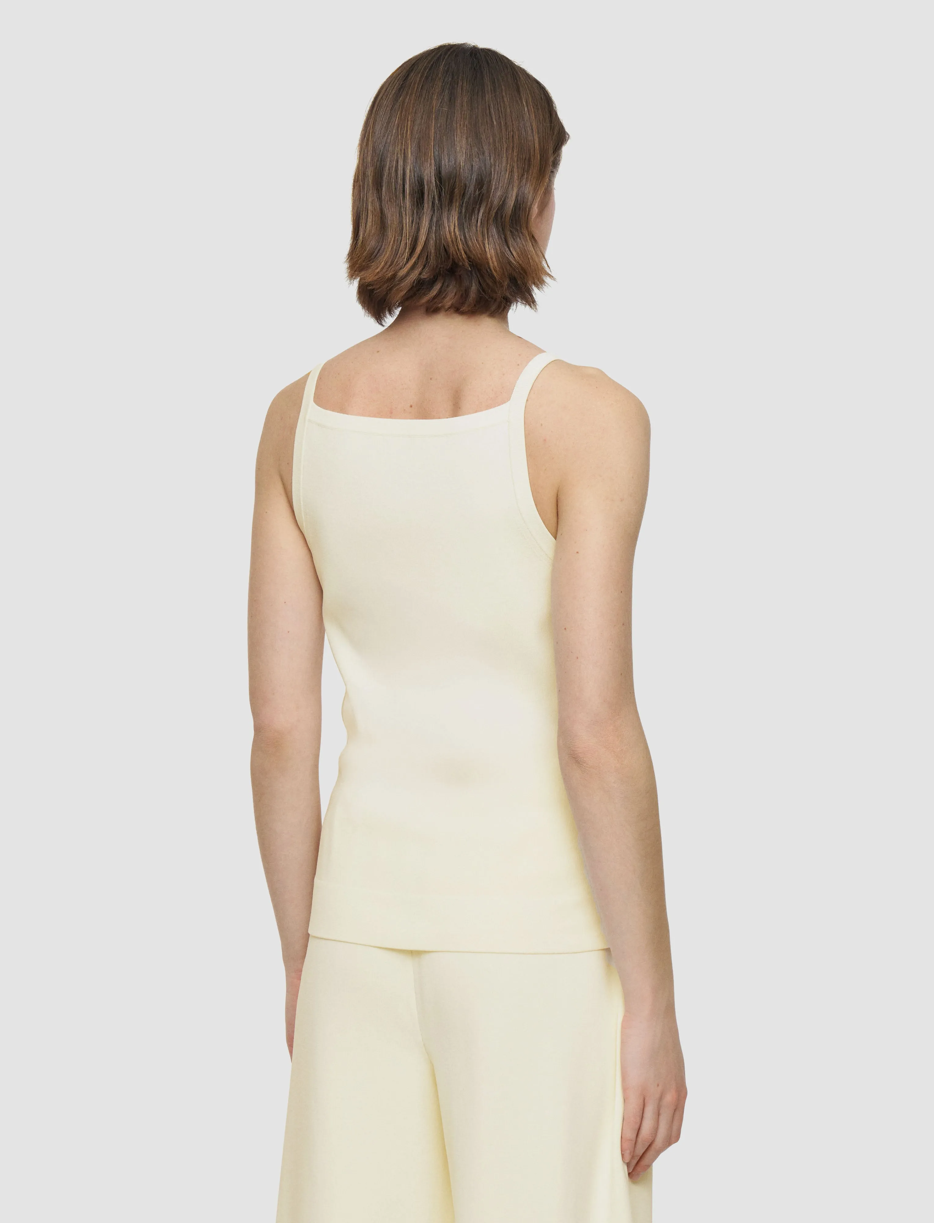 Viscose Knit Stretch Vest Top Clean Silhouette Reinforced Hem