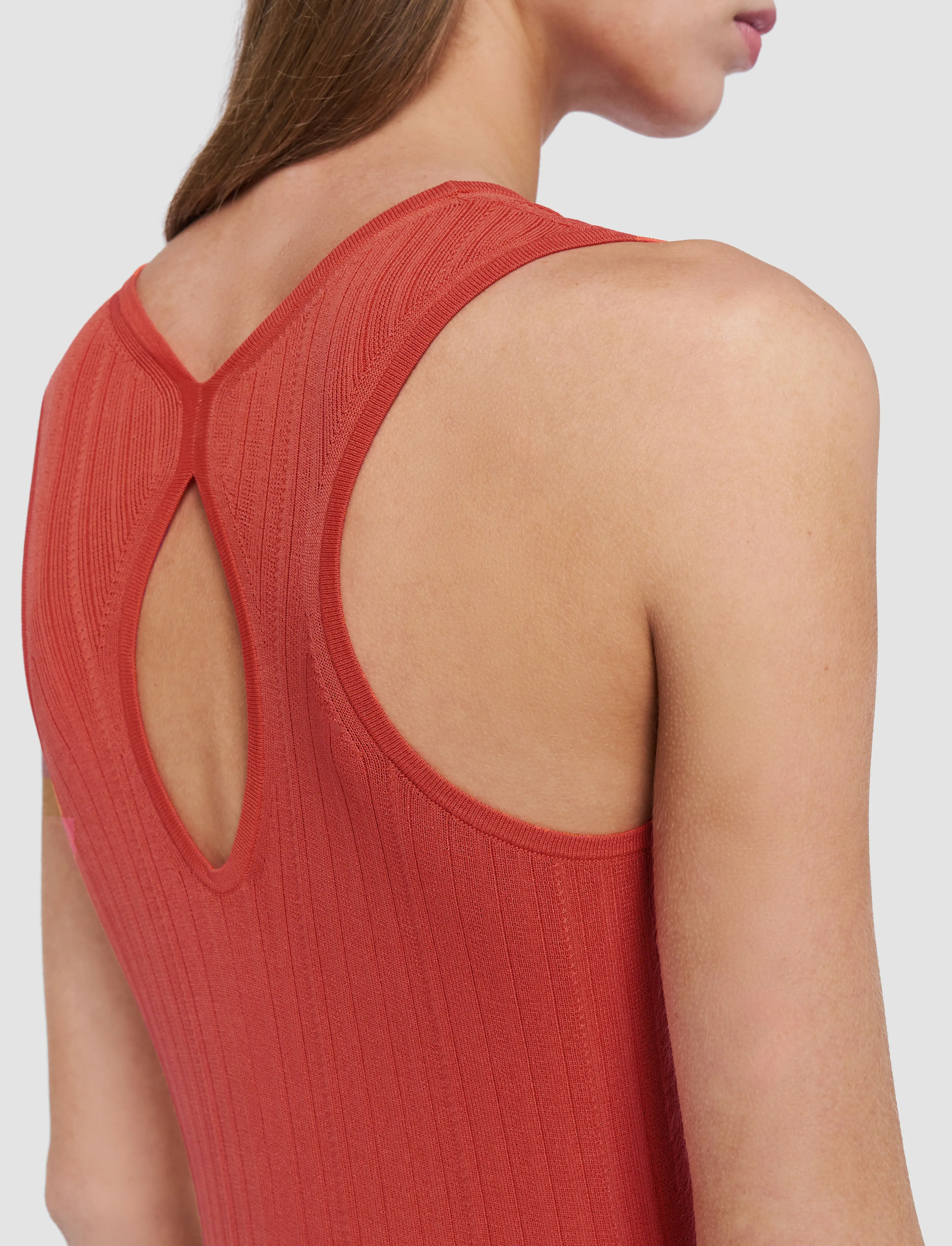 Viscose Rib Knit Dress Spandex Integration Minimal Casual Style