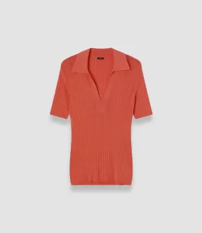Viscose Rib Knit Polo Top Fall Wardrobe