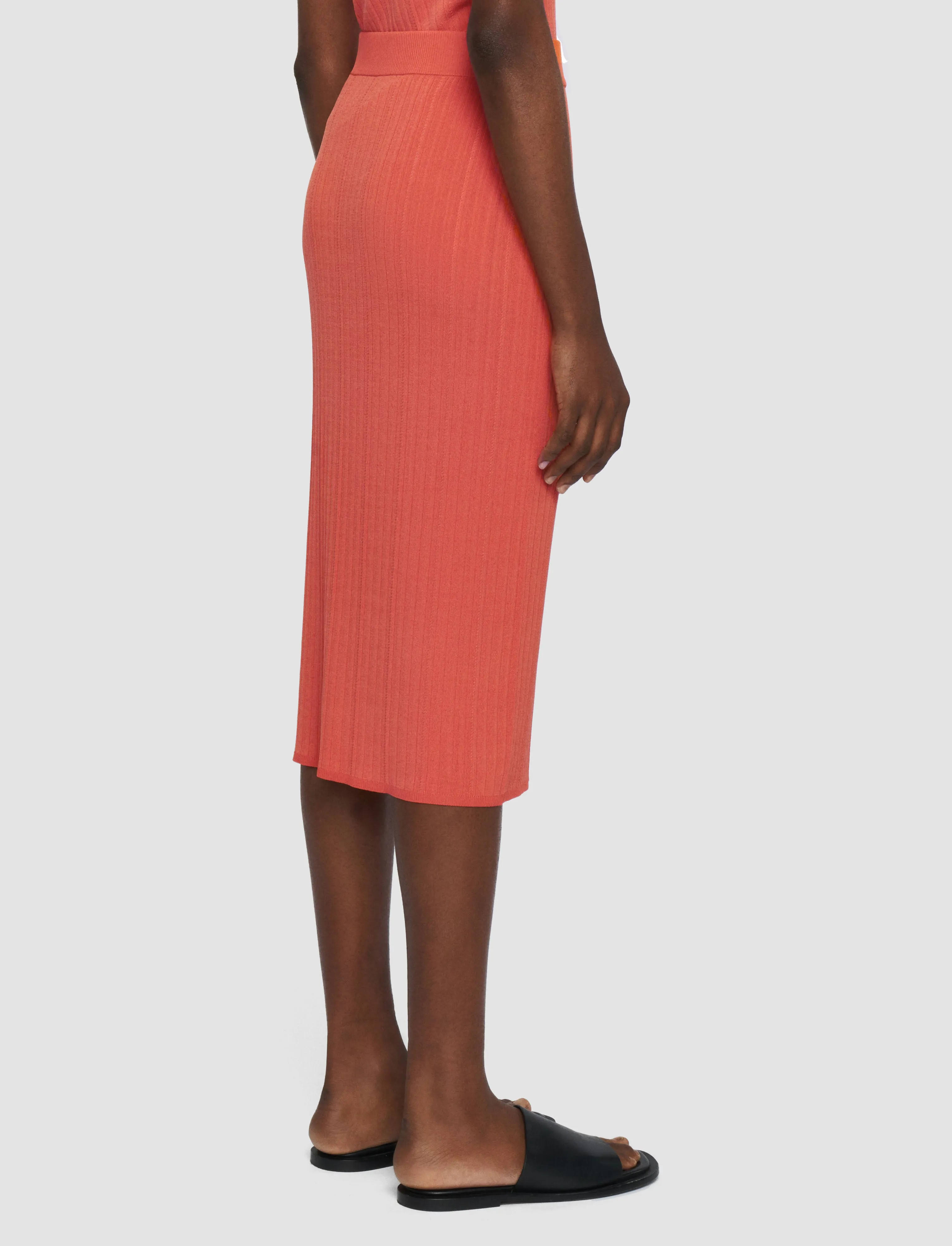 Viscose Rib Knit Skirt Fall Walk Modern Silhouette