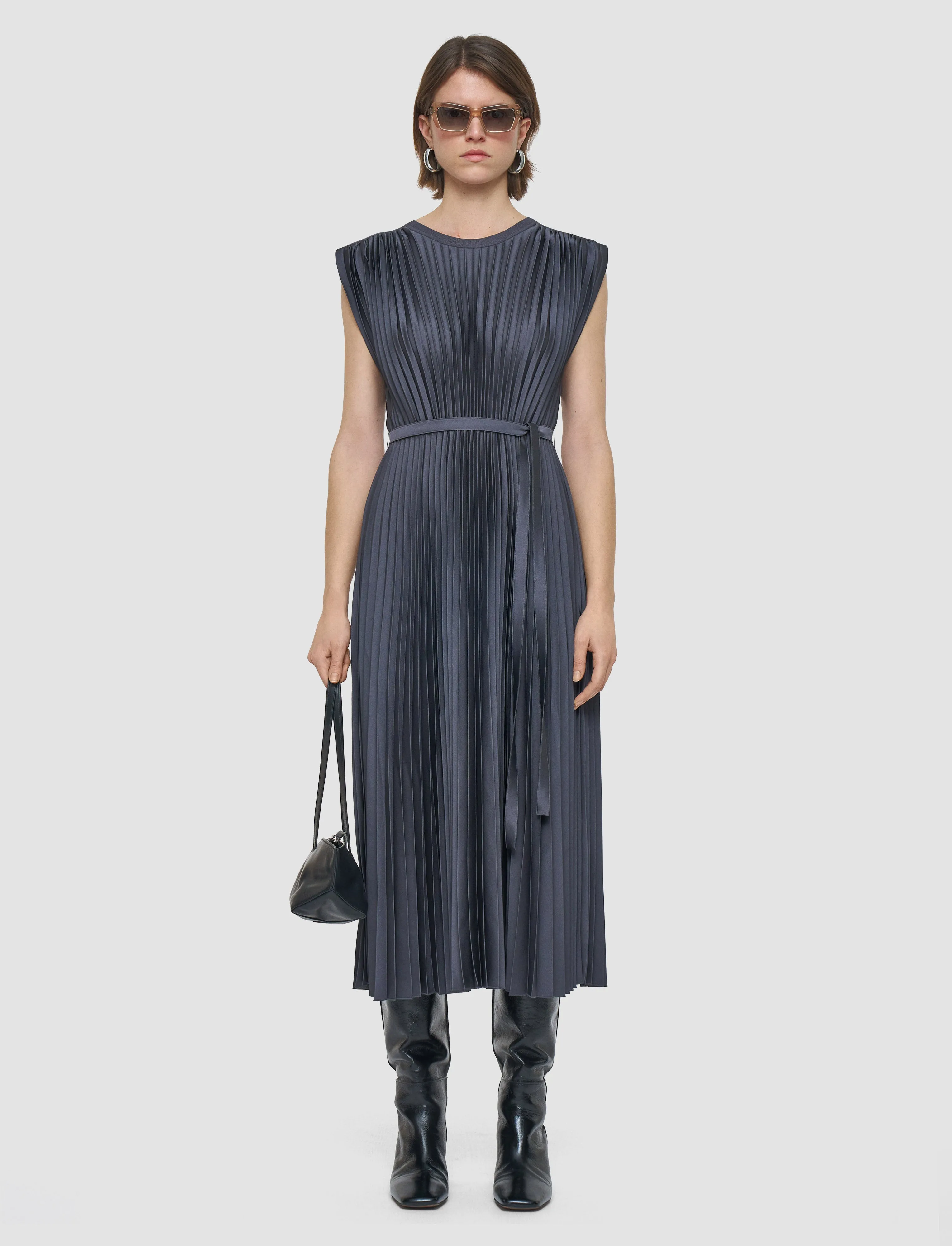 Turtleneck Variation Volta Knit Weave Pliss Dress