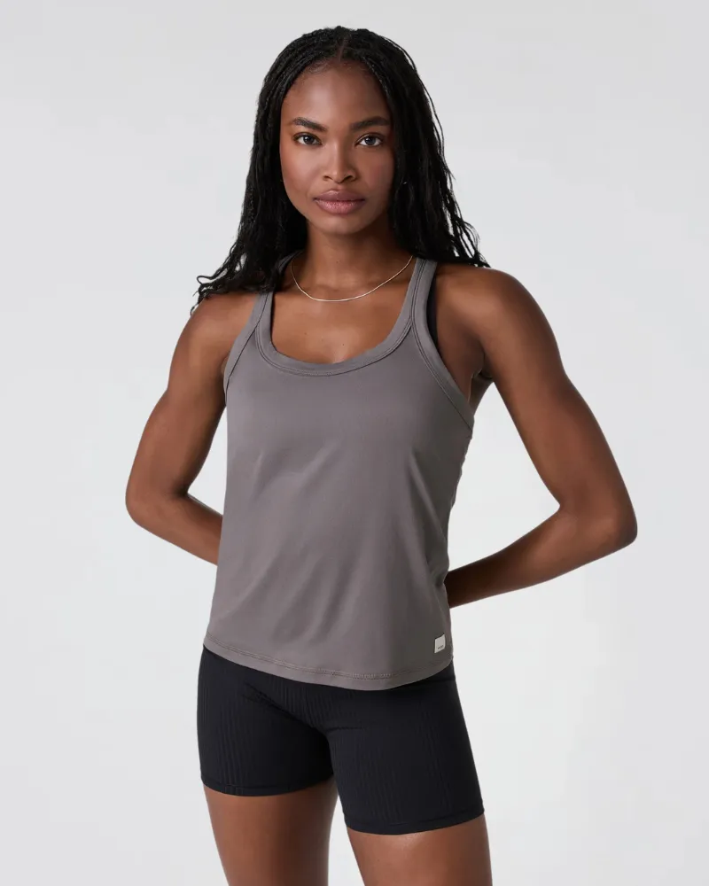 vuori Women's Lux Racerback Tank in Chia HypoallergenicFabric CrossGrain Fabric