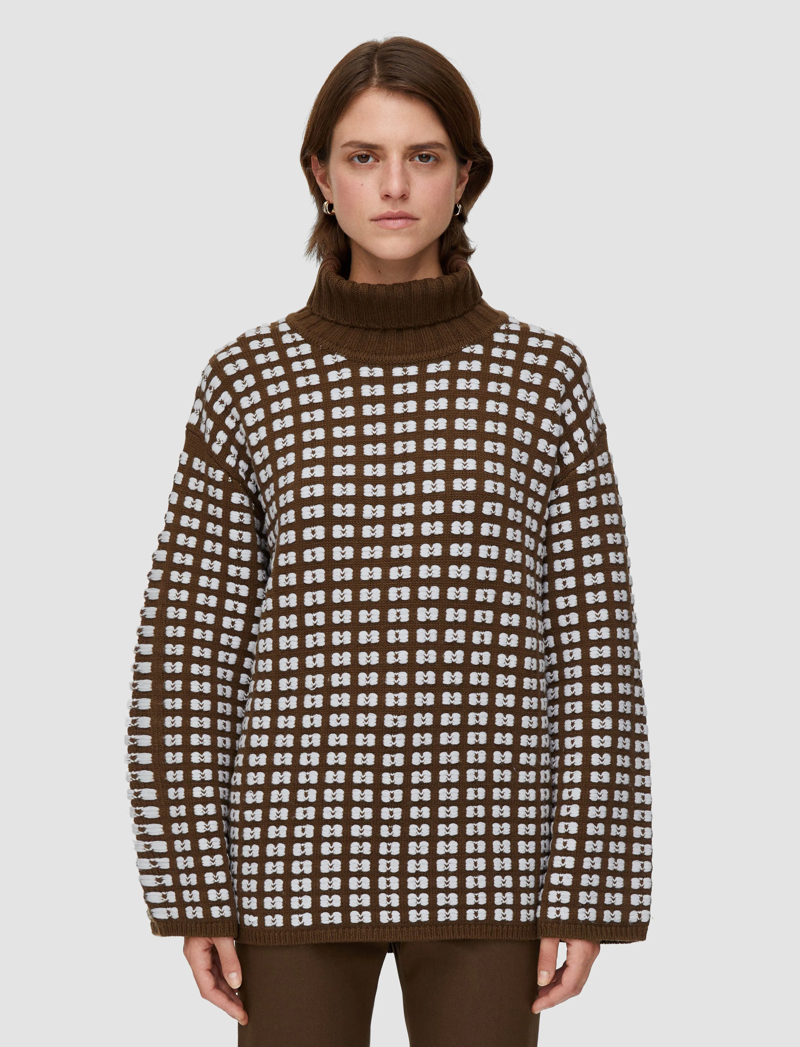 Waffle Knit High Neck Jumper Biodegradable material Shrink Resistant Process