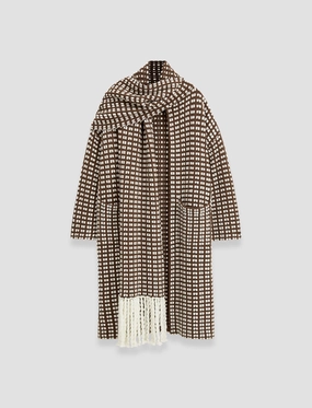 Smart Casual Weekend Look Waffle Knit Scarf Coat