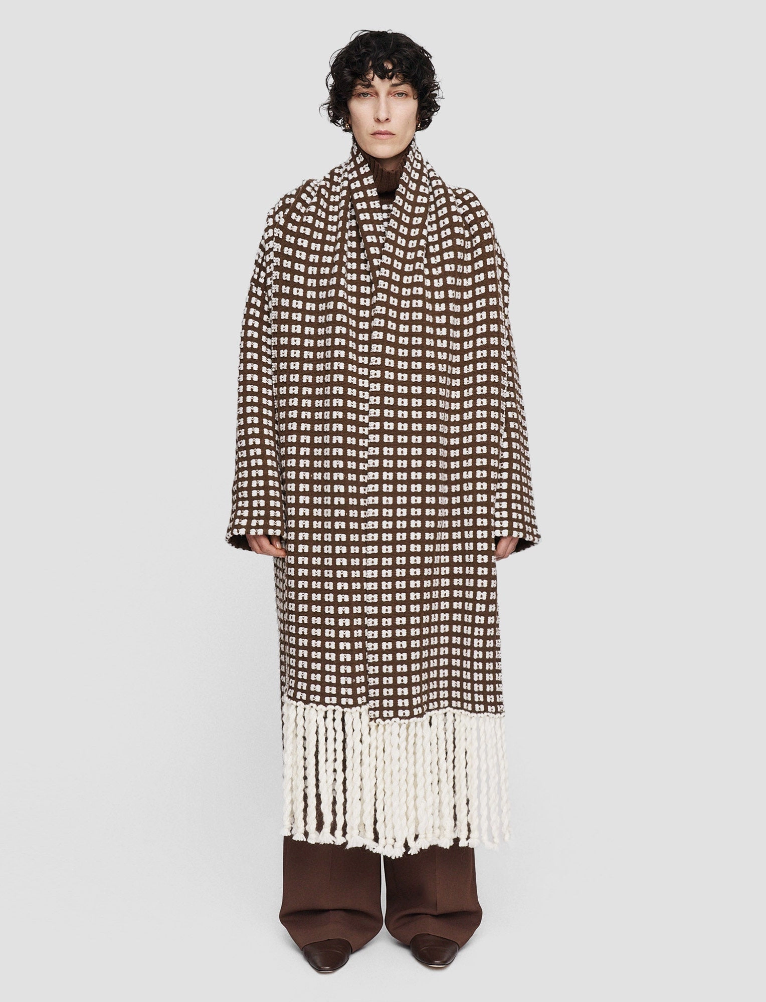 Cold Casual Outfit Travel Essential Waffle Knit Scarf Coat