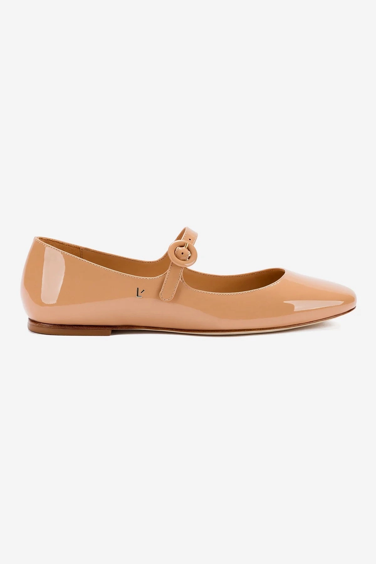 Blair Ballet Flat In Tan Patent Leather Soft Collar Lining