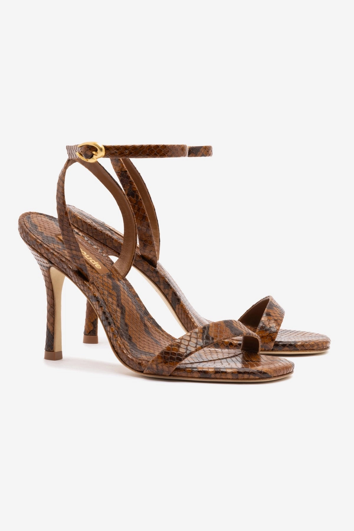 Adjustable Hook and Loop Closure Veronina Sandal In Oud Python Embossed Leather