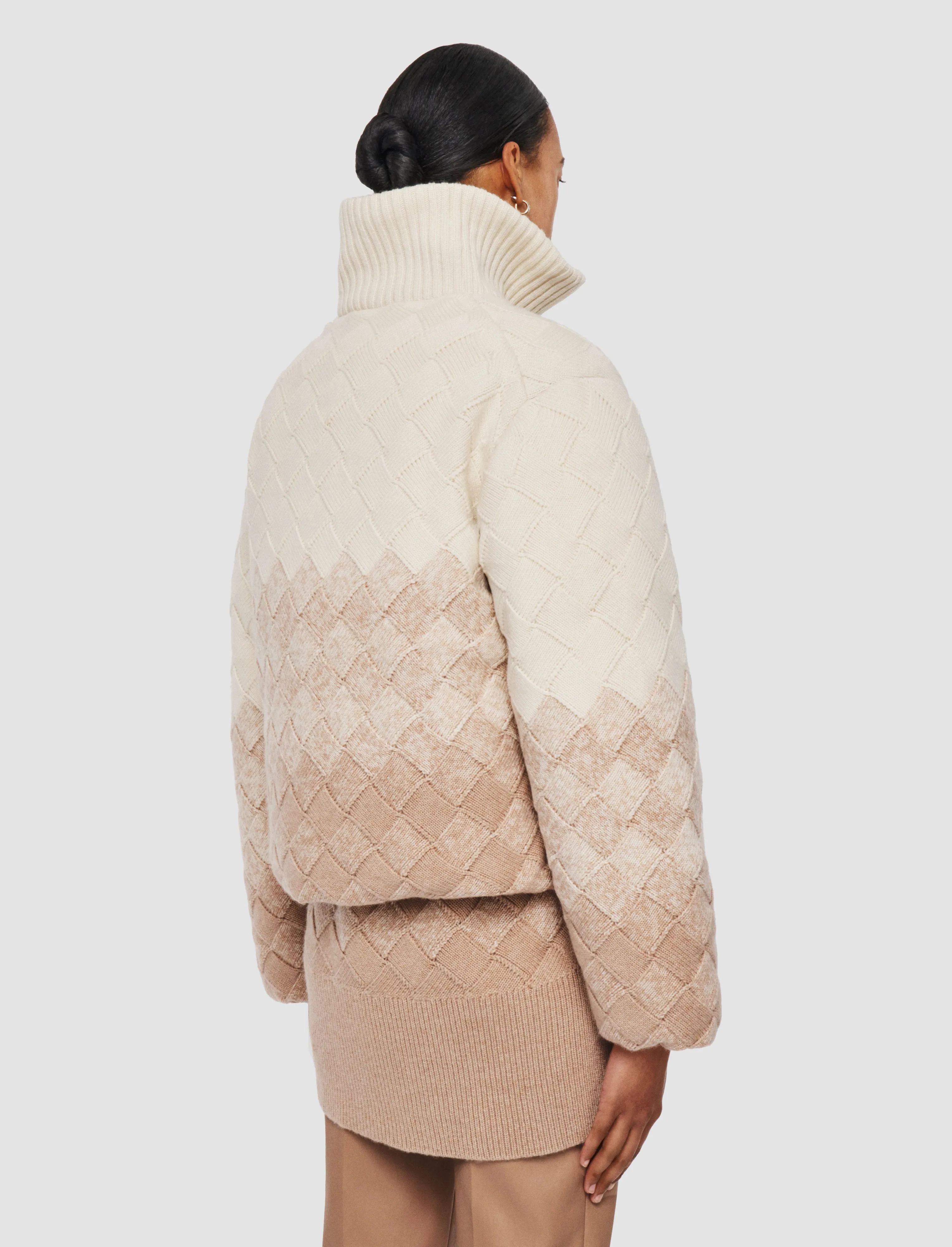 Weave Knit Puffer Jacket Office Warmth