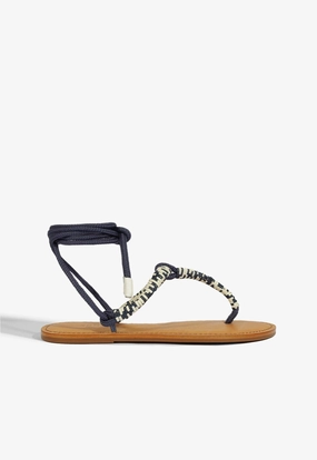 Non Slip Tread Claire Blue Flat Sandal