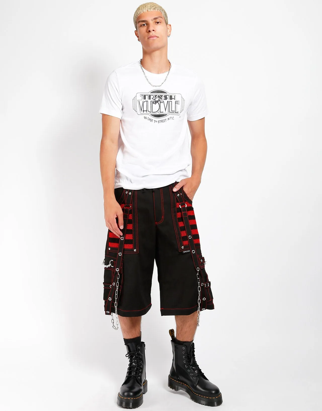 NoSlipGripperBand White & Black Trash & Vaudeville Logo T-Shirt