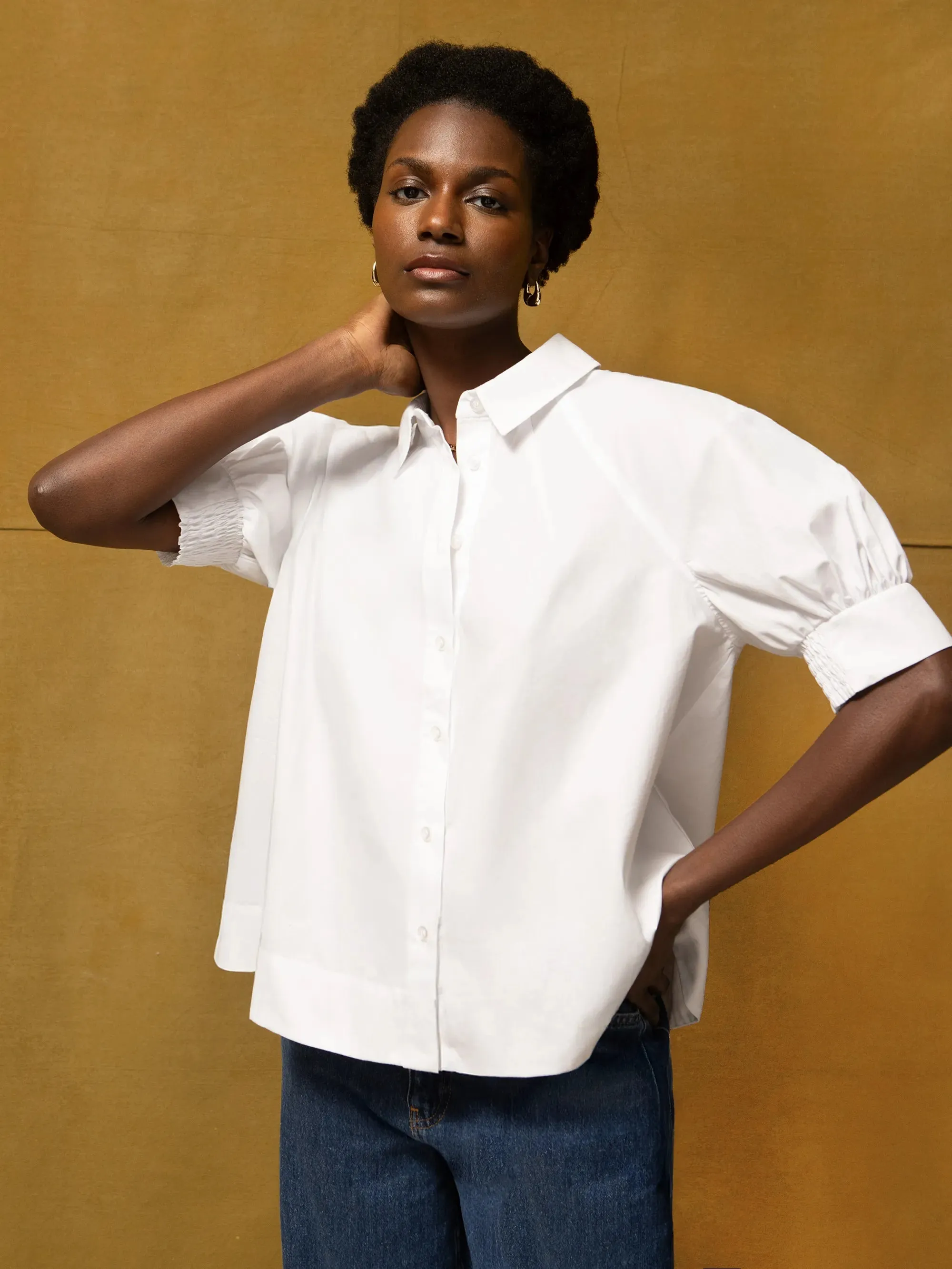 White Cotton Poplin Short Sleeve Shirt ReflectiveTrims