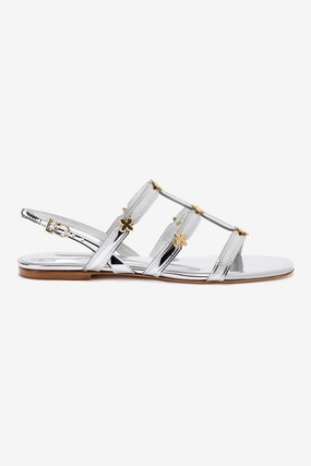 Harmony Flat Sandal In Silver Specchio Responsive Cushion Tech