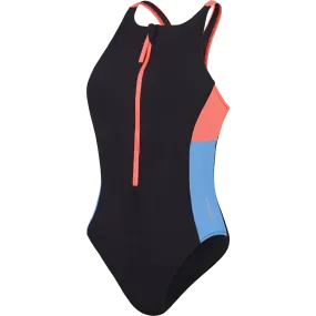 Quick Dry Lining Women's Zip Colorblock One Piece