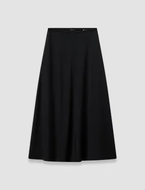 Wool Jersey Maxi Skirt Ventilated Mesh Panels Evening Stroll