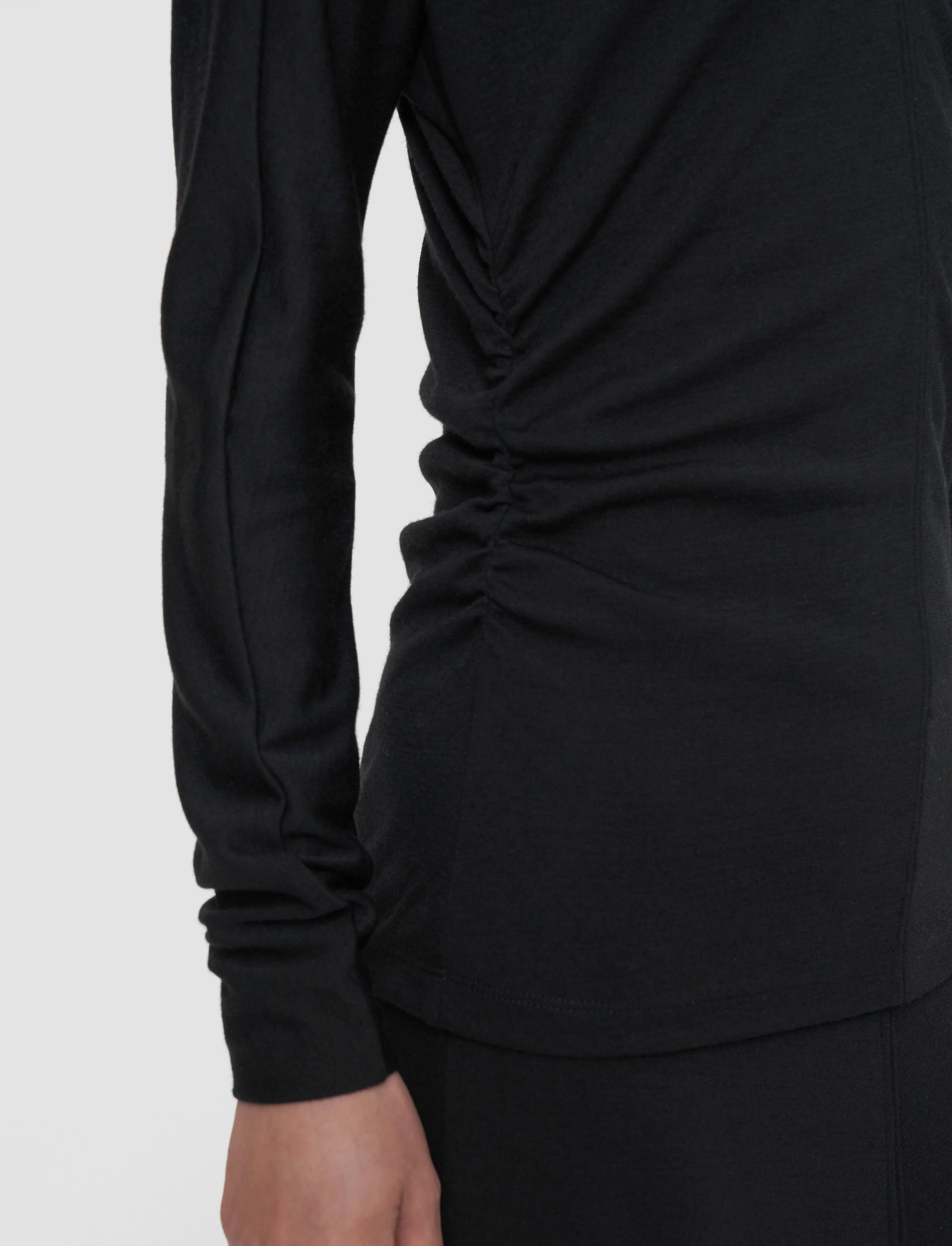 Wool Jersey V Neck Top Breathable Liner Integration