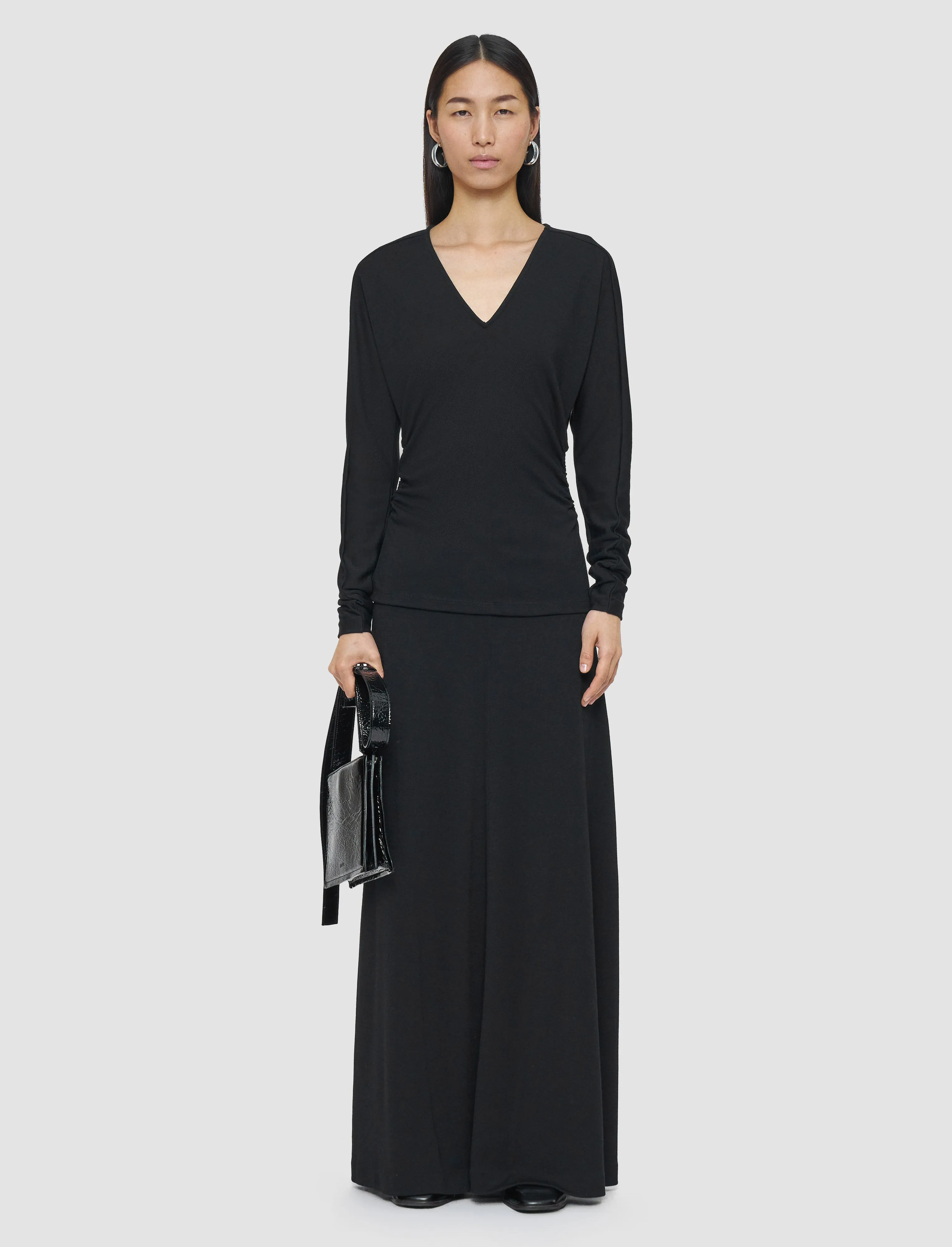 Street Ready Wool Jersey V Neck Top