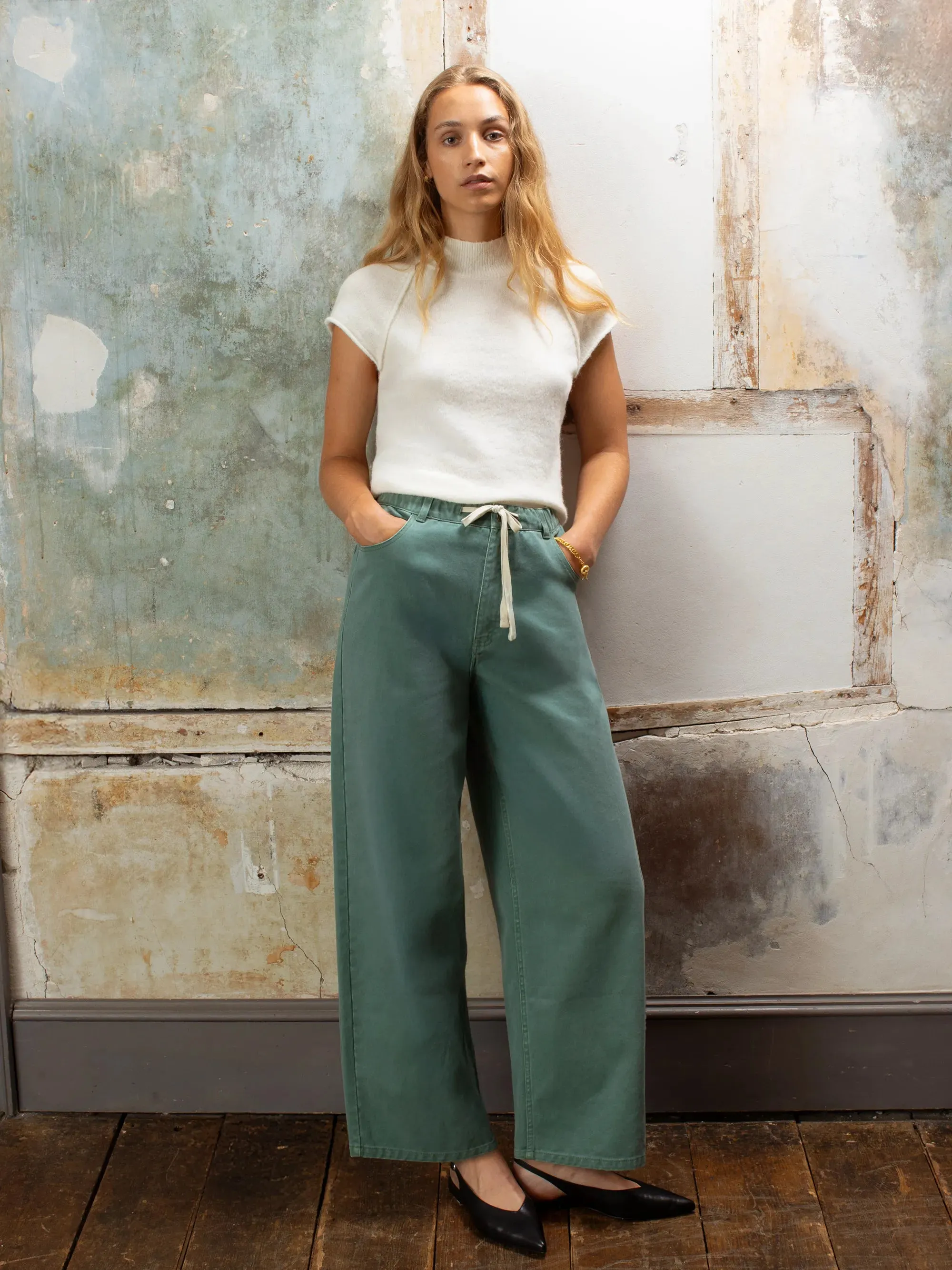 RawHemDetail Turtleneck Knit Top with Wool and Alpaca