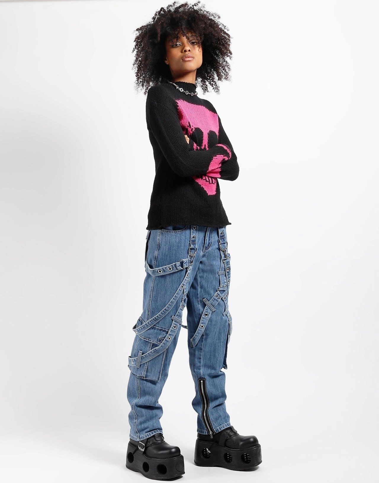 Y-HARNESS PANT LIGHT INDIGO DENIM Supportive Waistband