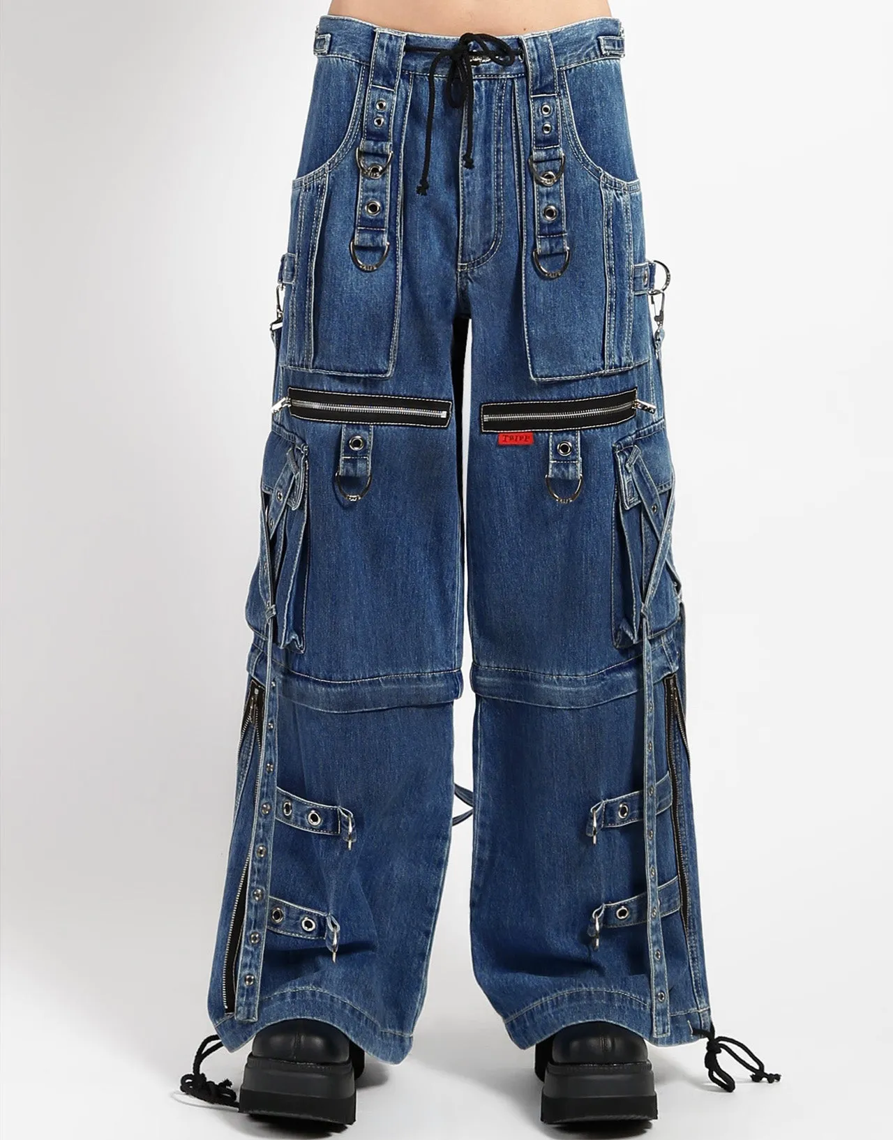 Loose Design BreathableMeshLining X-STRAP PANT BLUE DENIM