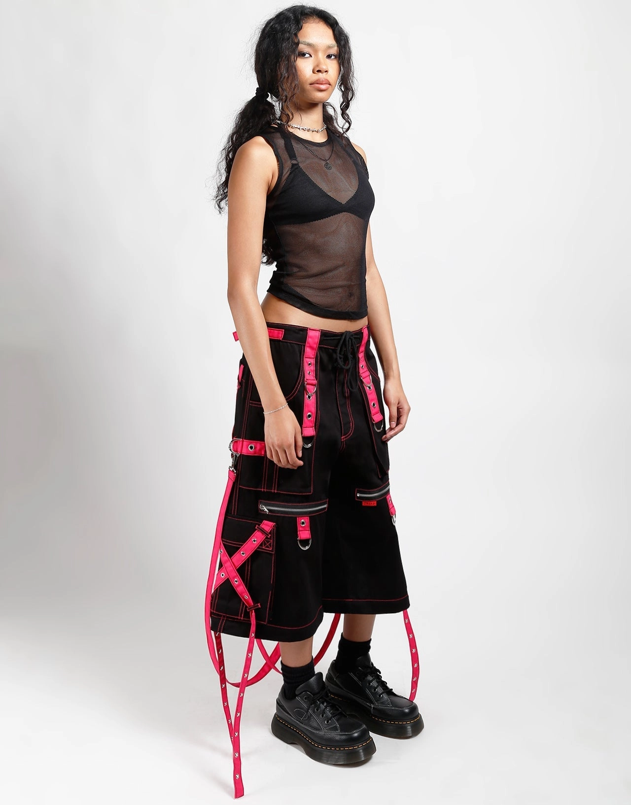 X-STRAP ZIP OFF PANT BLACK/PINK Quick Access Pockets High Waist
