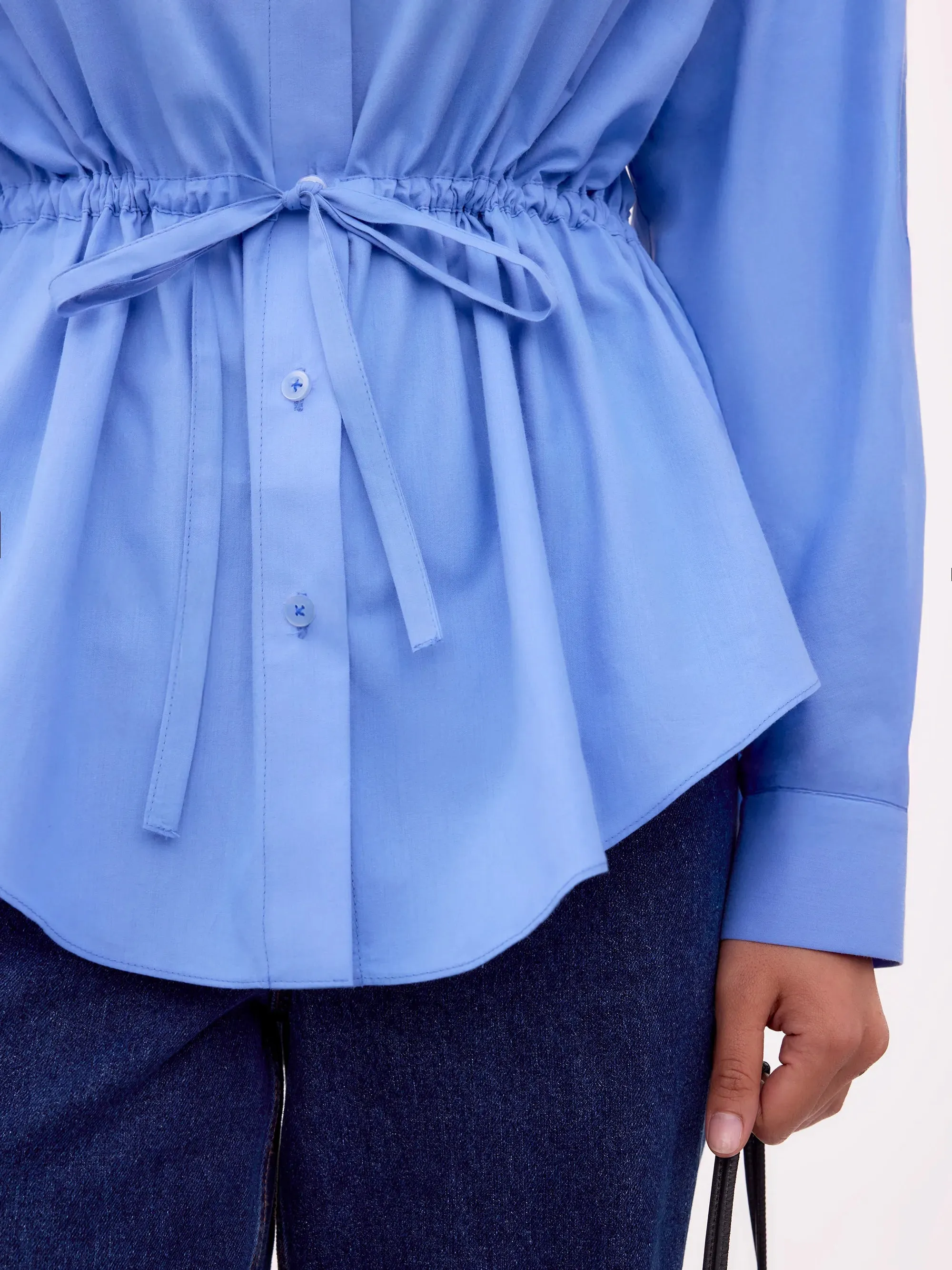 DurableBlend Blue Gathered Waist Shirt