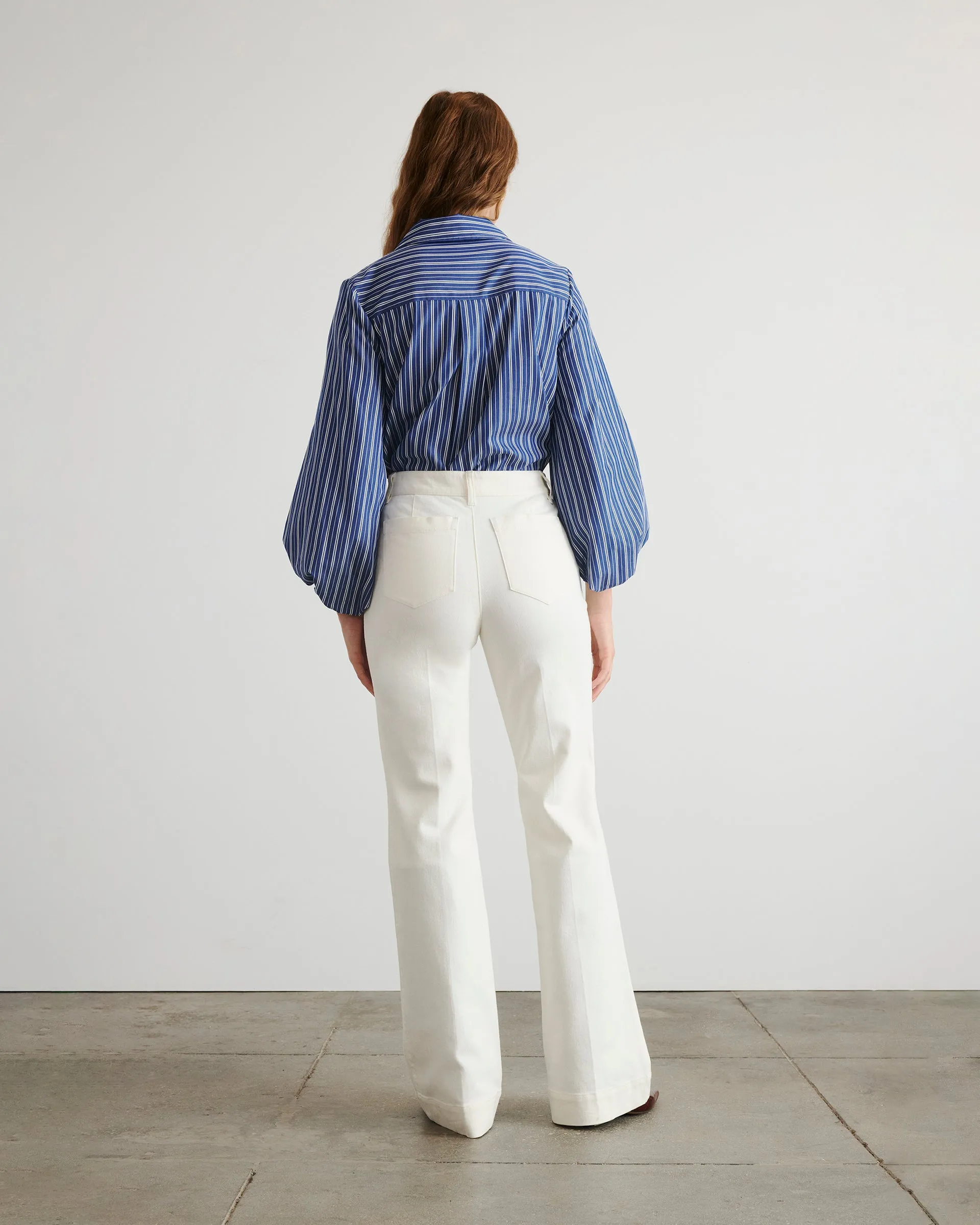 Marina Stripe Top Rolled Hem Finish