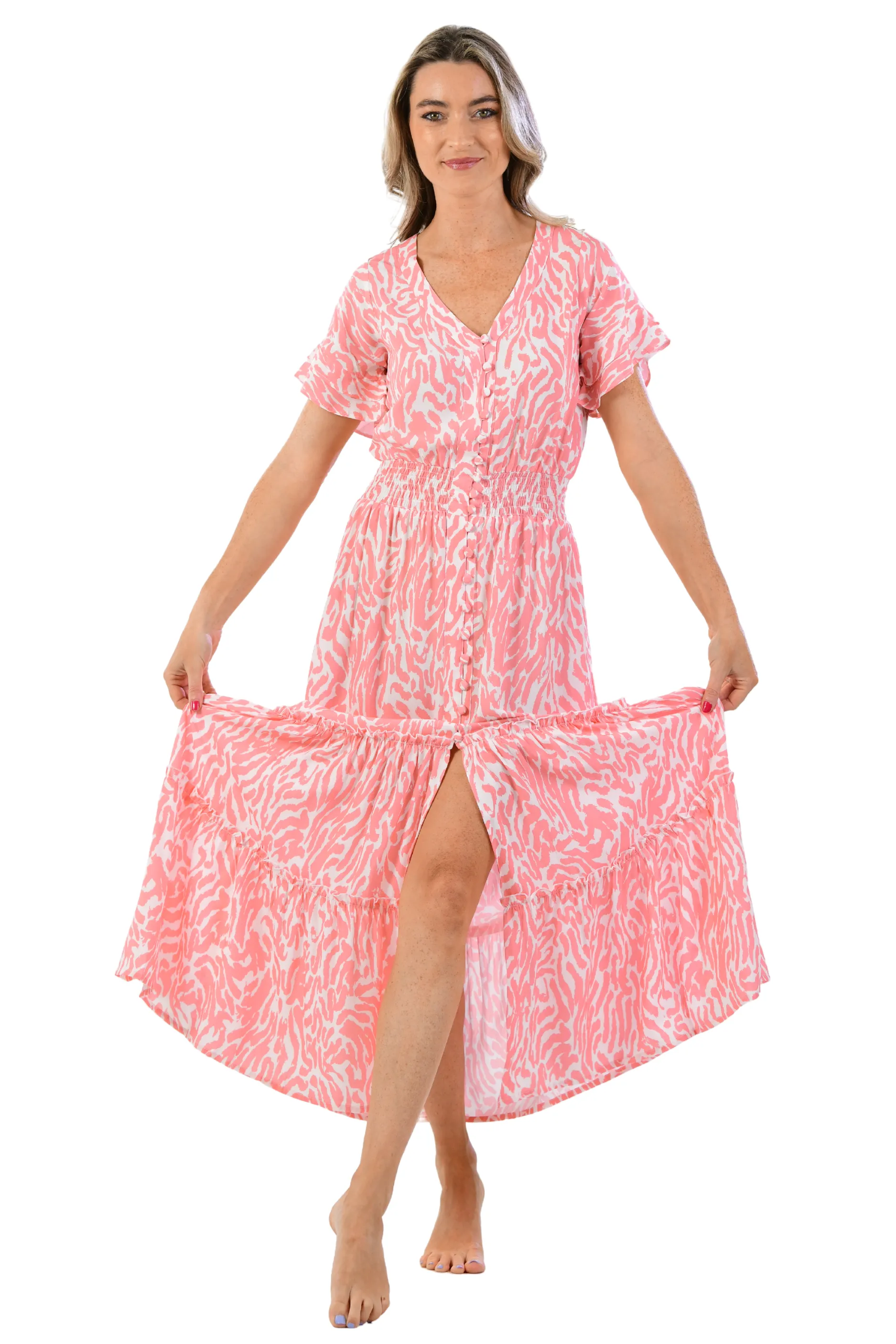 Christina Dress / Coral Zebra Event Perfect Feminine Mood