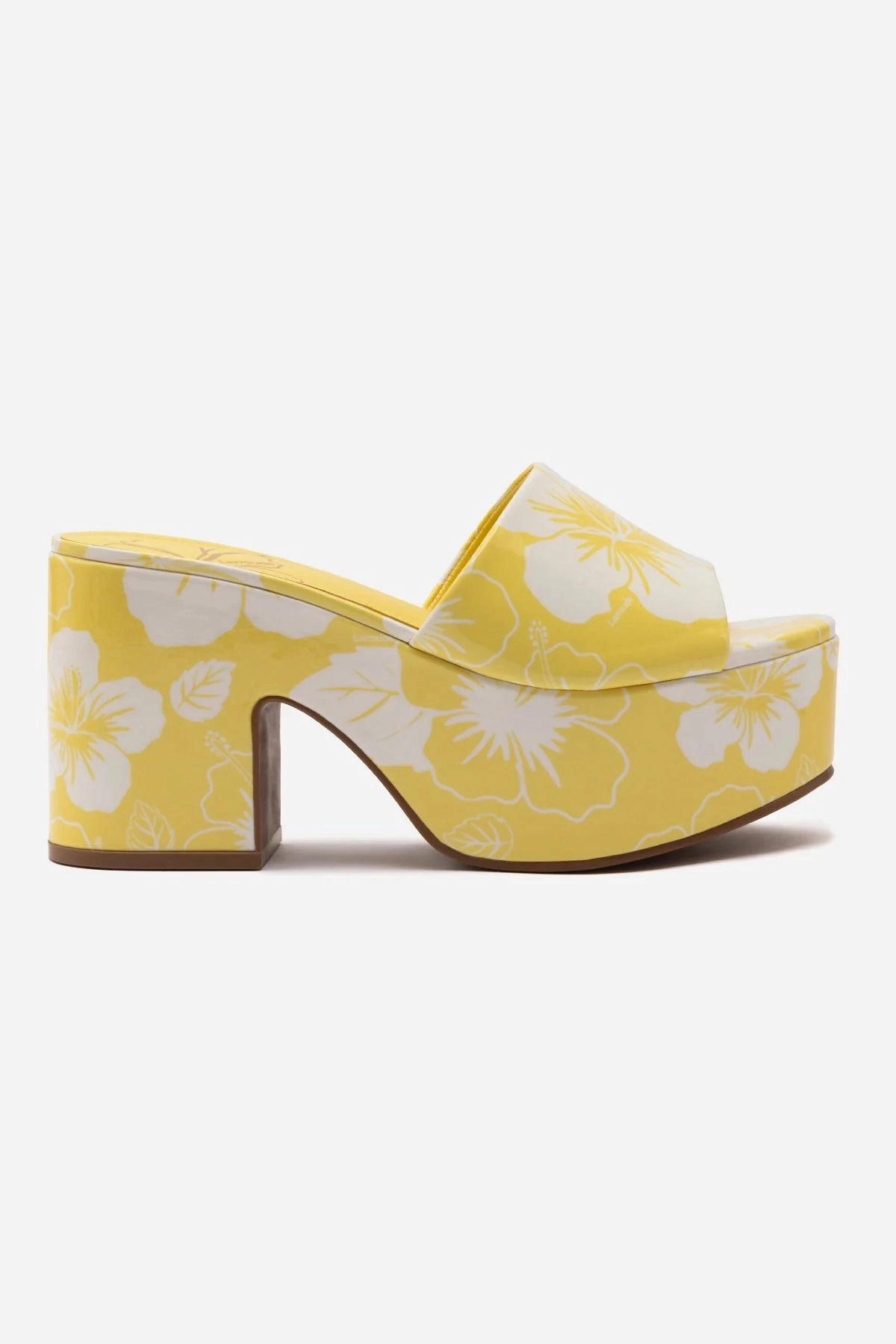 Miso Platform Sandal In Lemonade Printed Leather Thermoplastic Frame