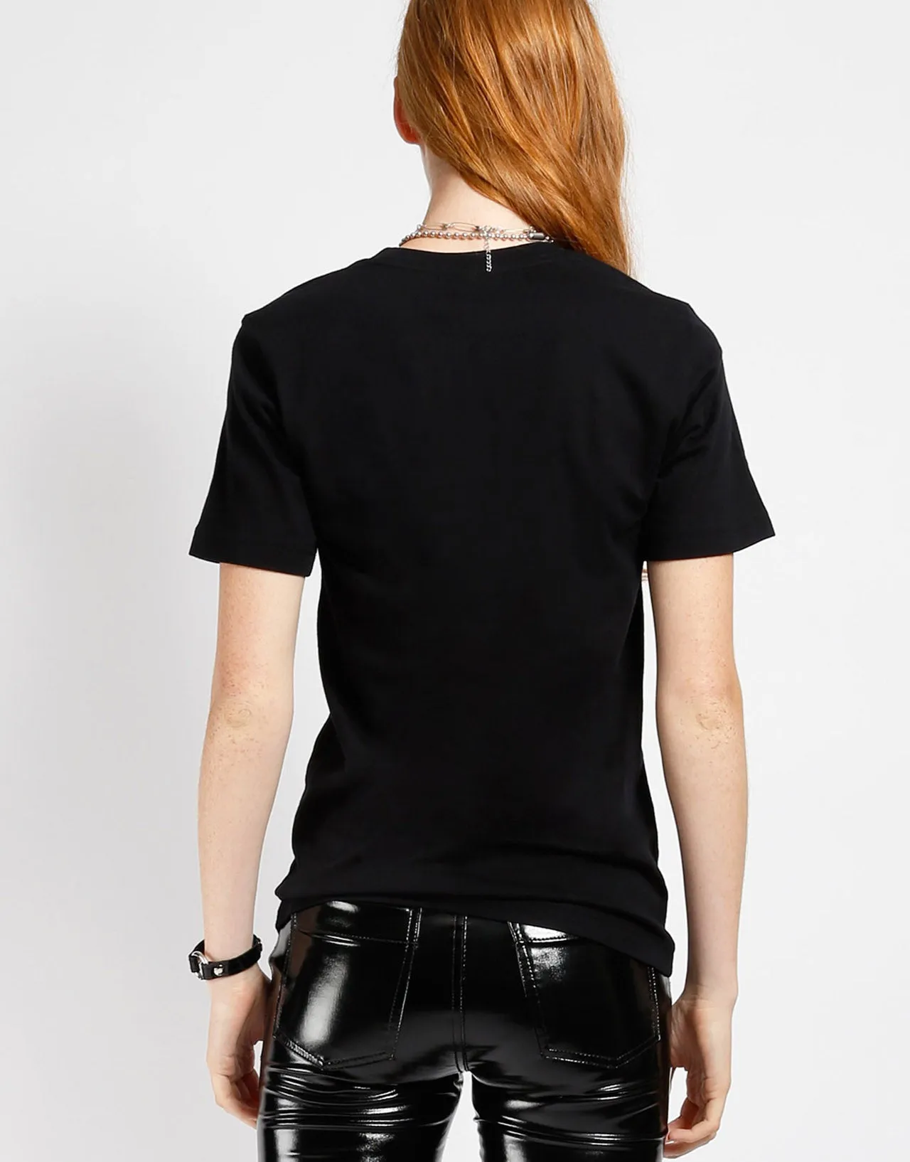 Adjustable Hem Stretch Fit Engineering Youth Trash & Vaudeville Logo T-Shirt Black/White