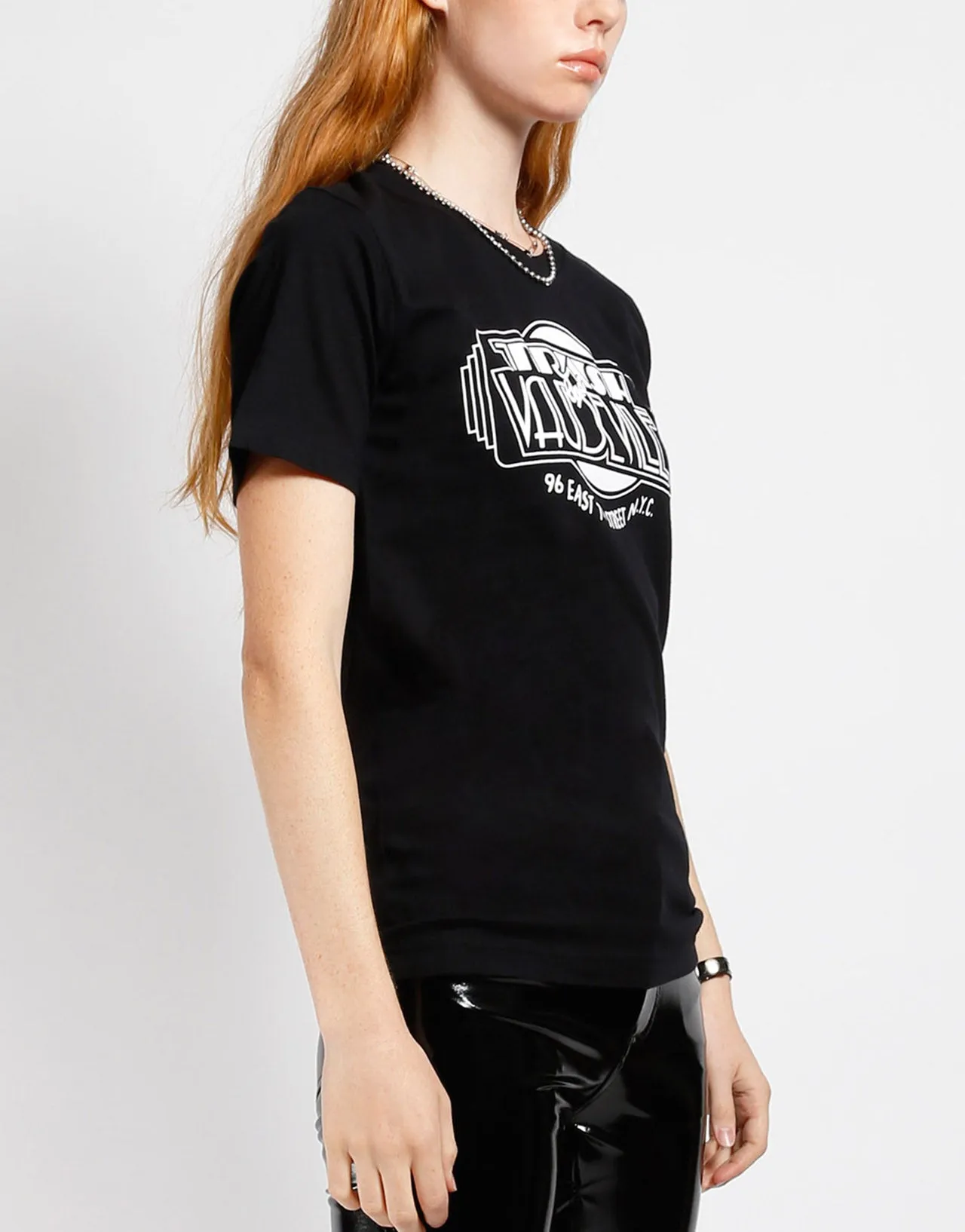 MoistureWicking Technology Ribbed Trims Youth Trash & Vaudeville Logo T-Shirt Black/White