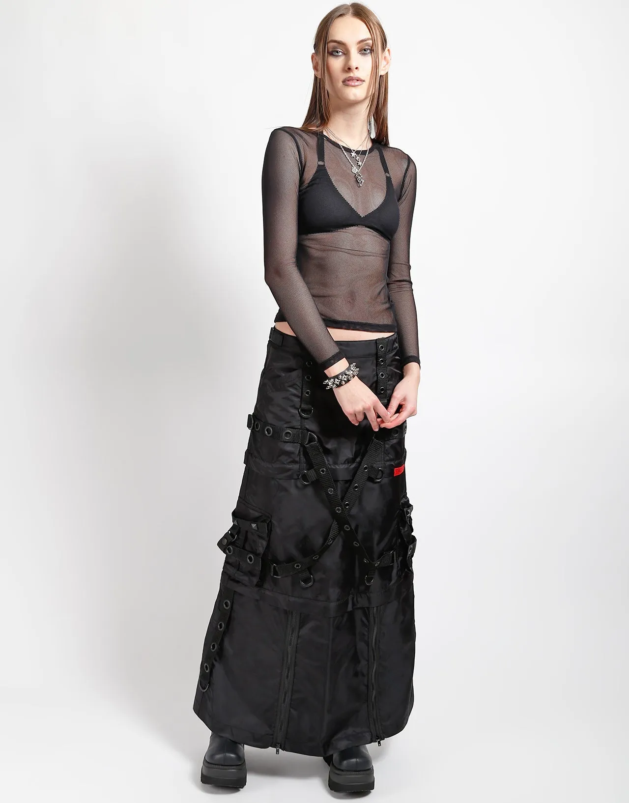 Relaxed Vibe ExtendedSizeRange ZIP OFF MEGA NYLON SKIRT BLACK